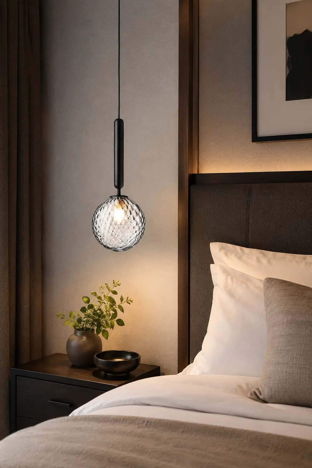 Valentina Modern Glass Ball Pendant Light, White/Clear - Lumpaz