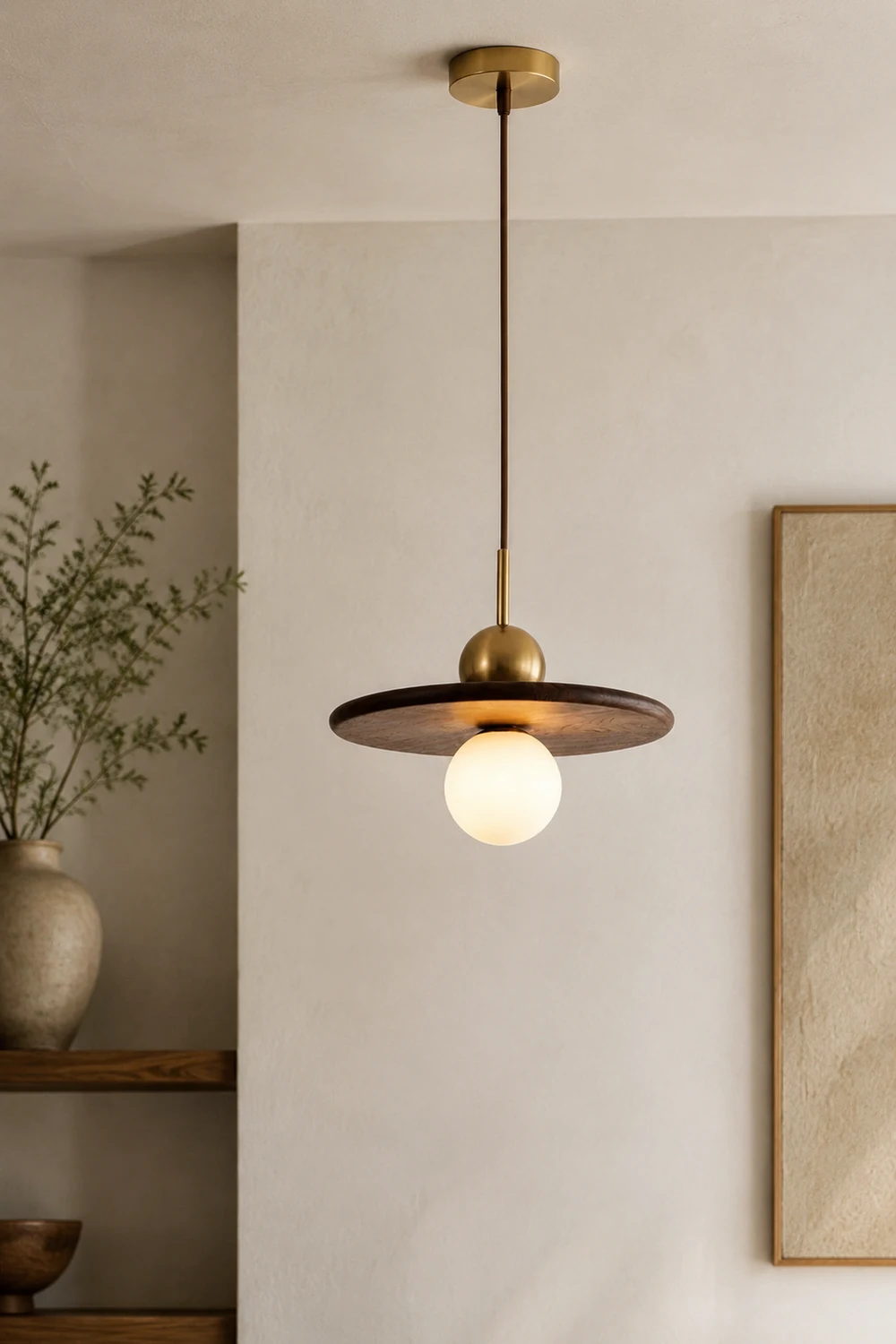 Flying Saucer Walnut Pendant Lamp - Lumpaz