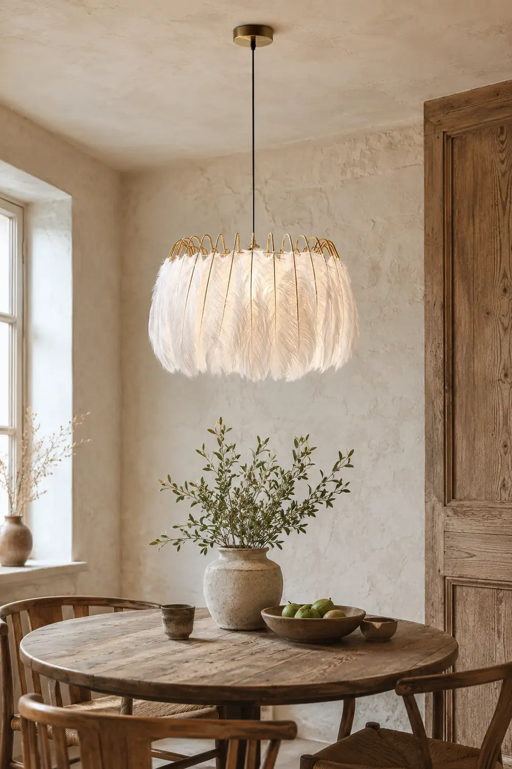 O'Moore Elegant Feather Pendant Light, Black/White, Bedroom/Living Room - Lumpaz