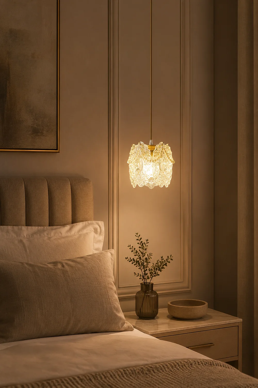 Kirsten French Lacey Flower Metal/Acrylic Pendant Light, White - Lumpaz