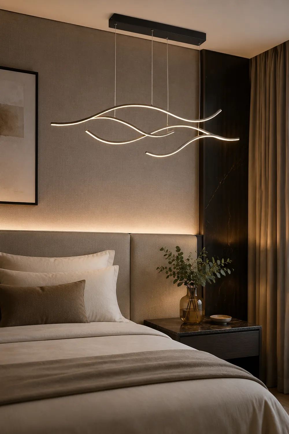 Pendant Light, Multi-Curved, Black/Gold, Metal - Lumpaz