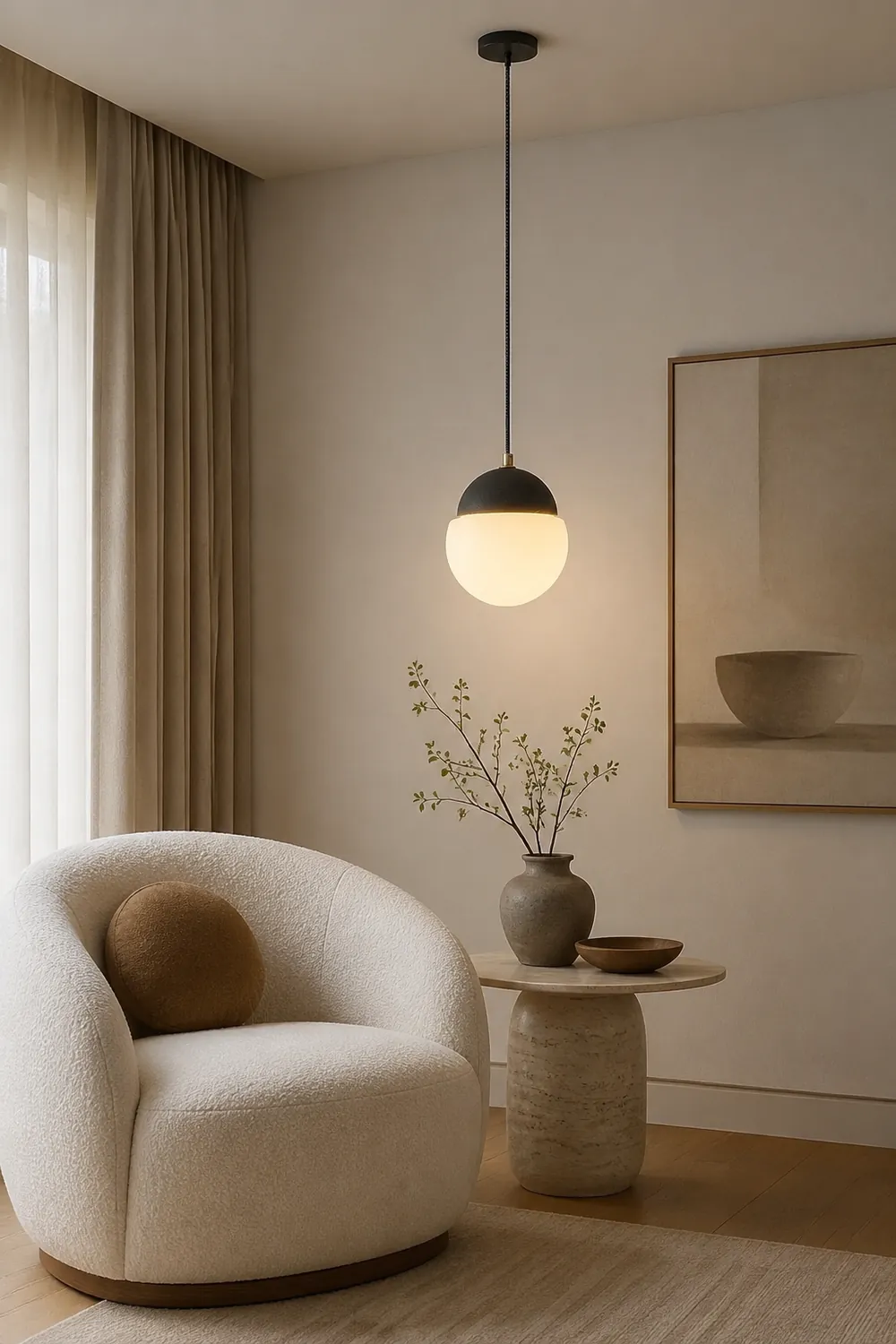 Cement Eclipse Pendant Lamp - Lumpaz