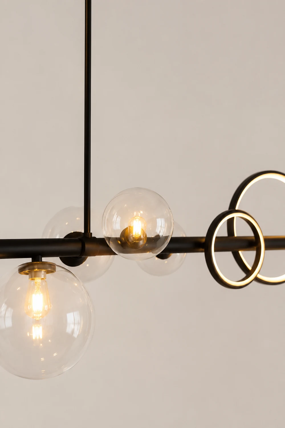 Valentina Pendant Light Bubble Circle Modern, Metal, Black/Gold, Bedroom - Lumpaz