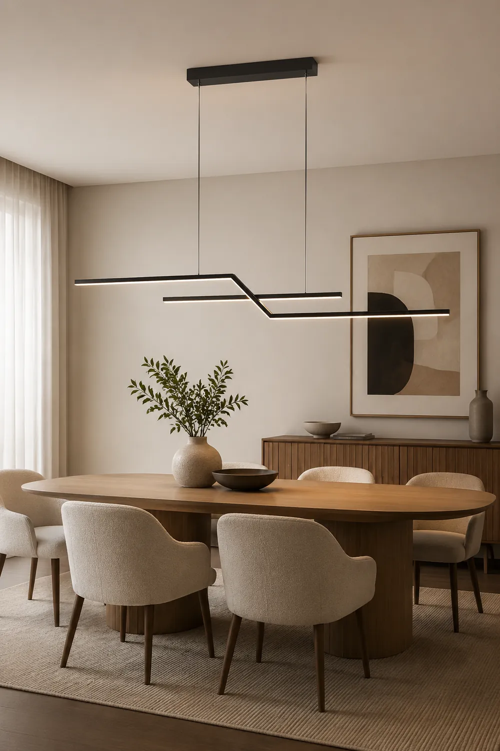 Parallel Fold Linear Pendant Light, Black/Gold, Living Room - Lumpaz