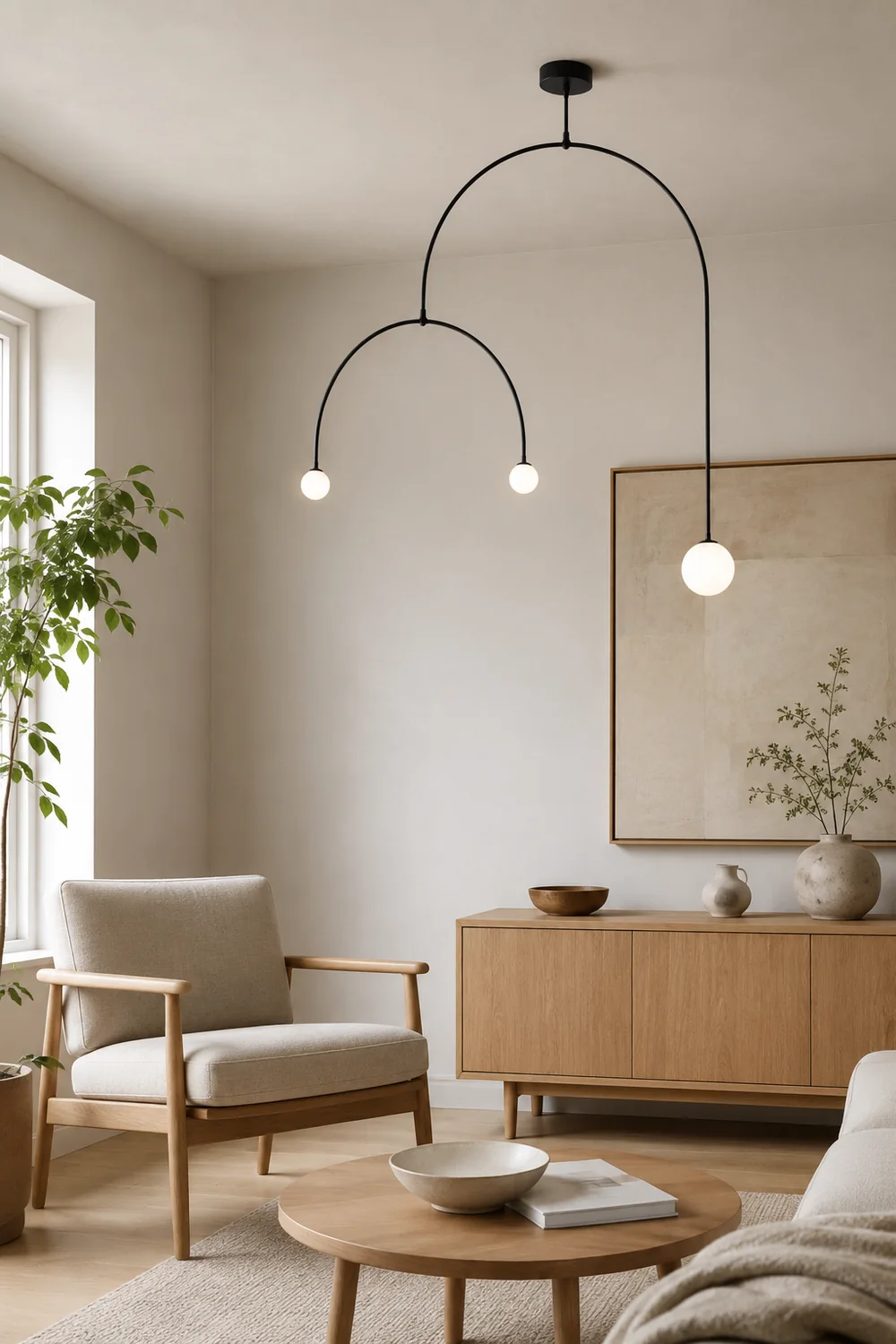 Avi Minimalist Linear Metal Pendant Light, Black - Lumpaz