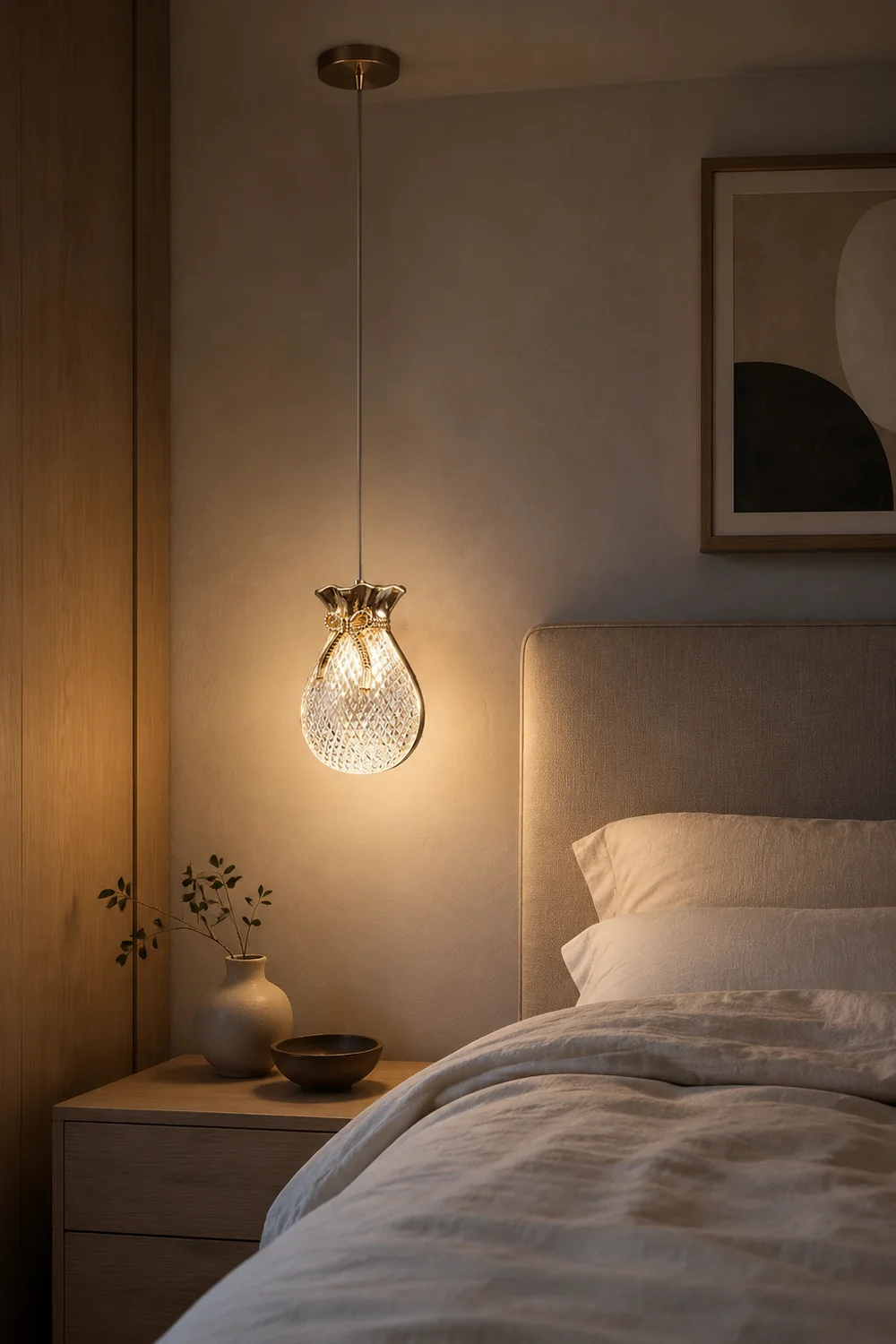 Hailie Postmodern Elegant Gold/Black Bedroom Pendant Light - Lumpaz