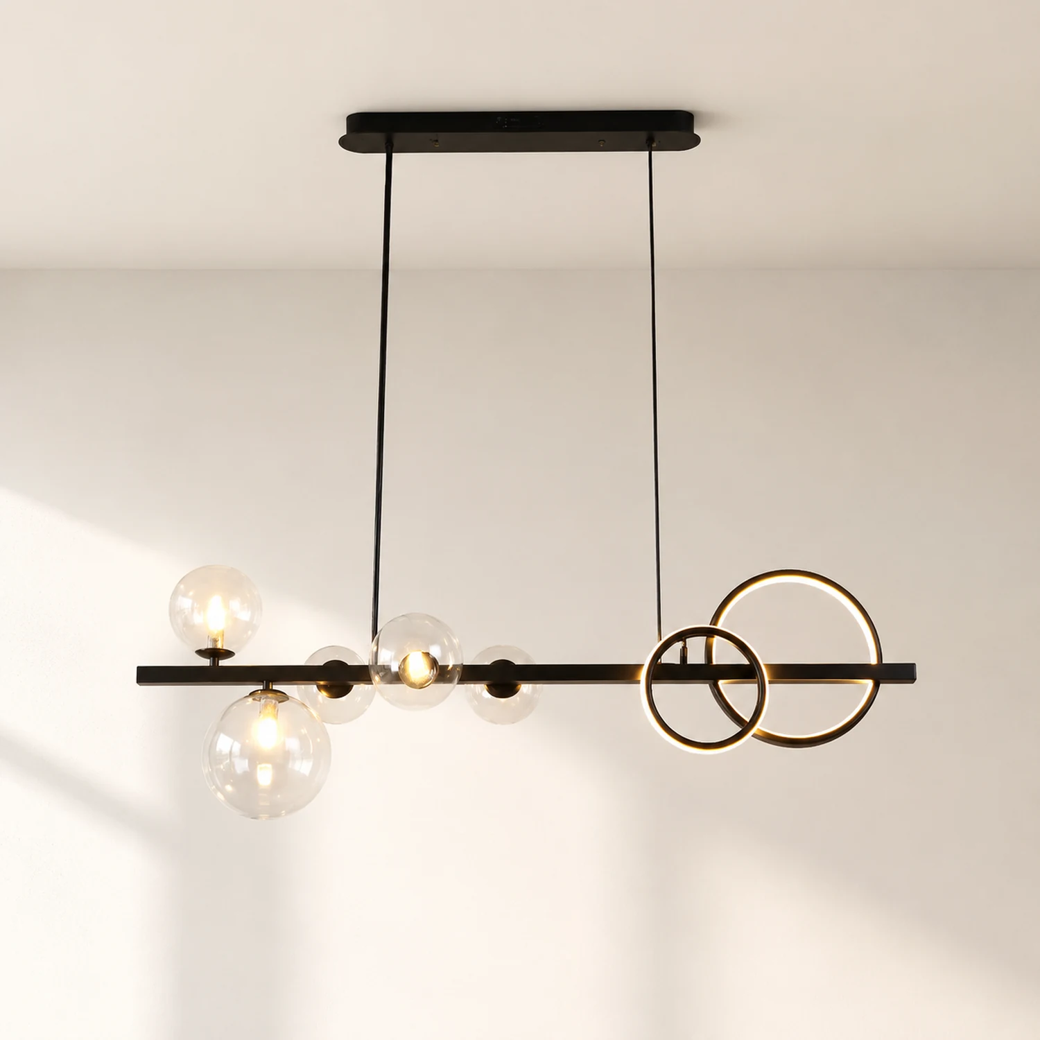Valentina Pendant Light Bubble Circle Modern, Metal, Black/Gold, Bedroom - Lumpaz