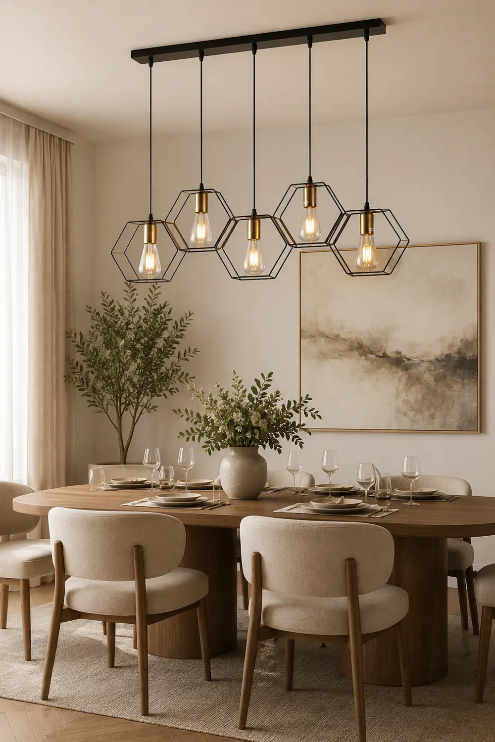 Bouvet Rustic Farmhouse 3/5 Light Pendant, Black - Lumpaz