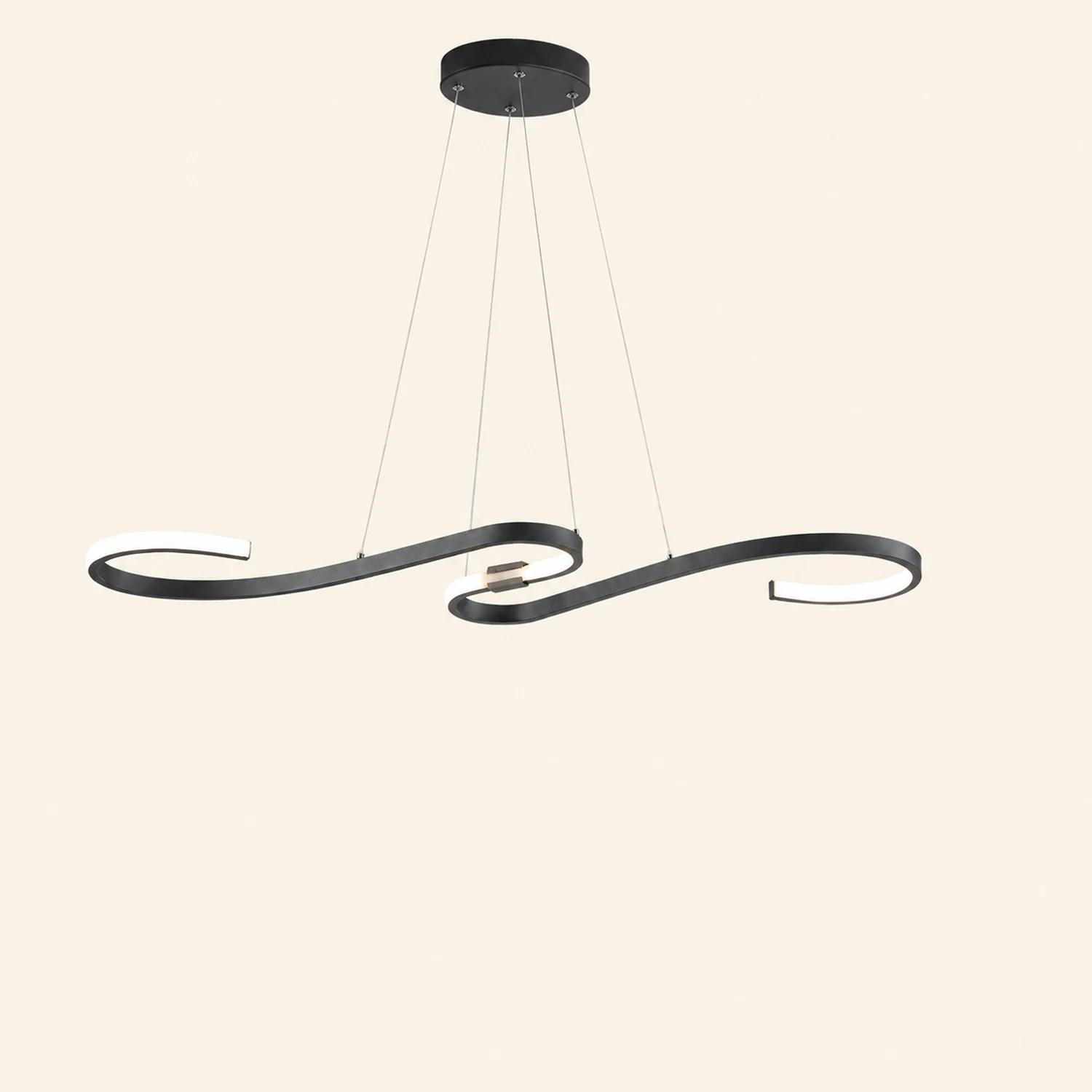 Post Modern Metal Linear Pendant Light, Black/White - Lumpaz
