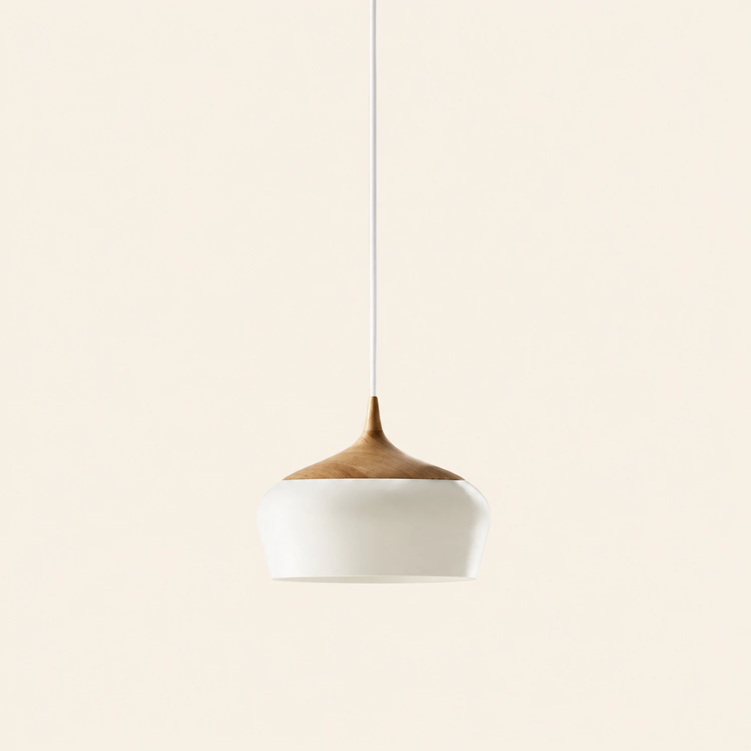 Nazifa Minimalist Metal/Wood Pendant Light, Black/White - Lumpaz