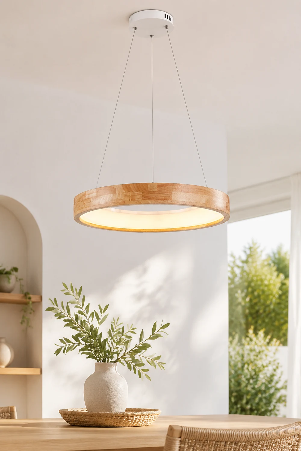 Ozawa Modern Ring Wood Pendant Light - Lumpaz