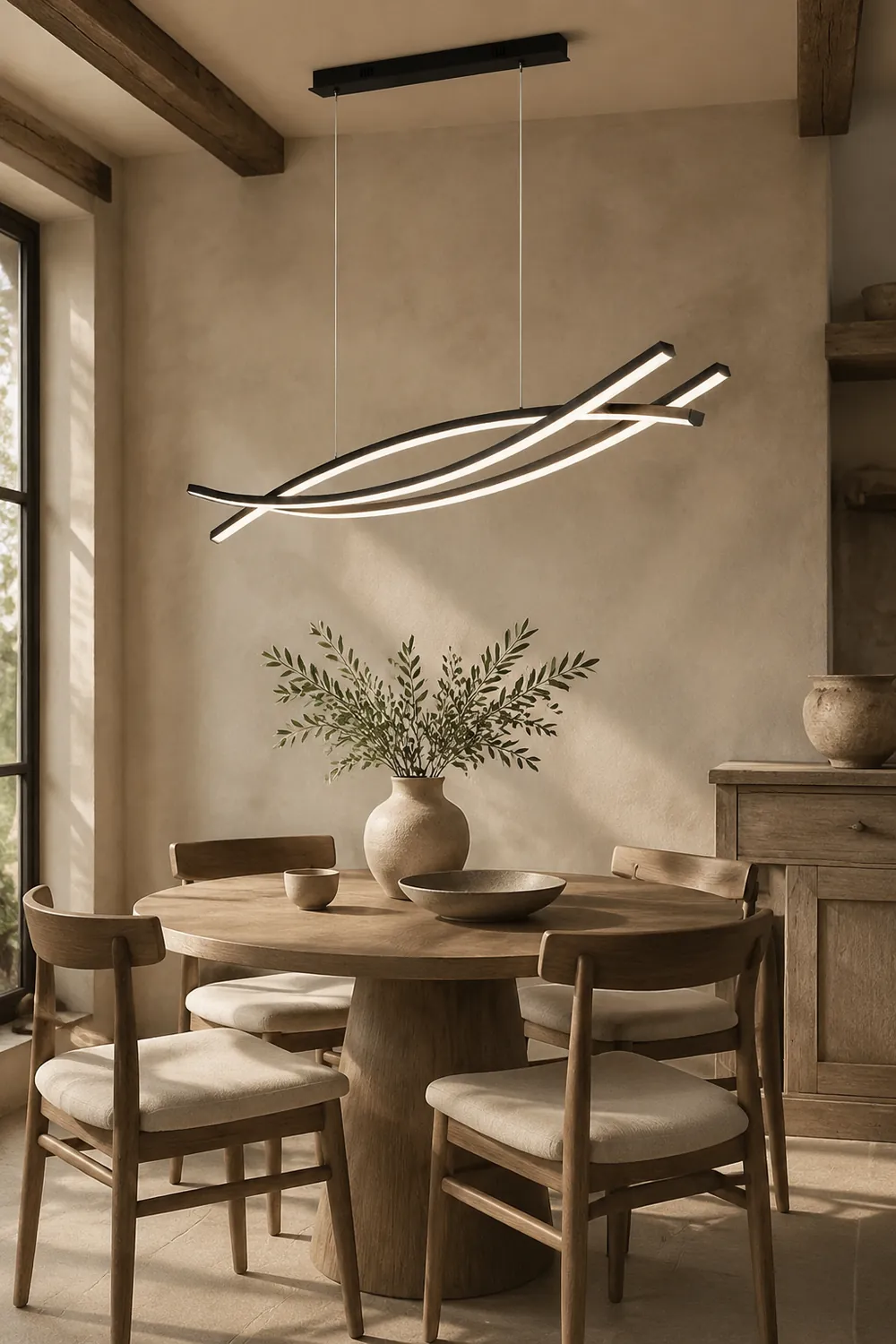 Modern Linear Metal Pendant Light, Black - Lumpaz
