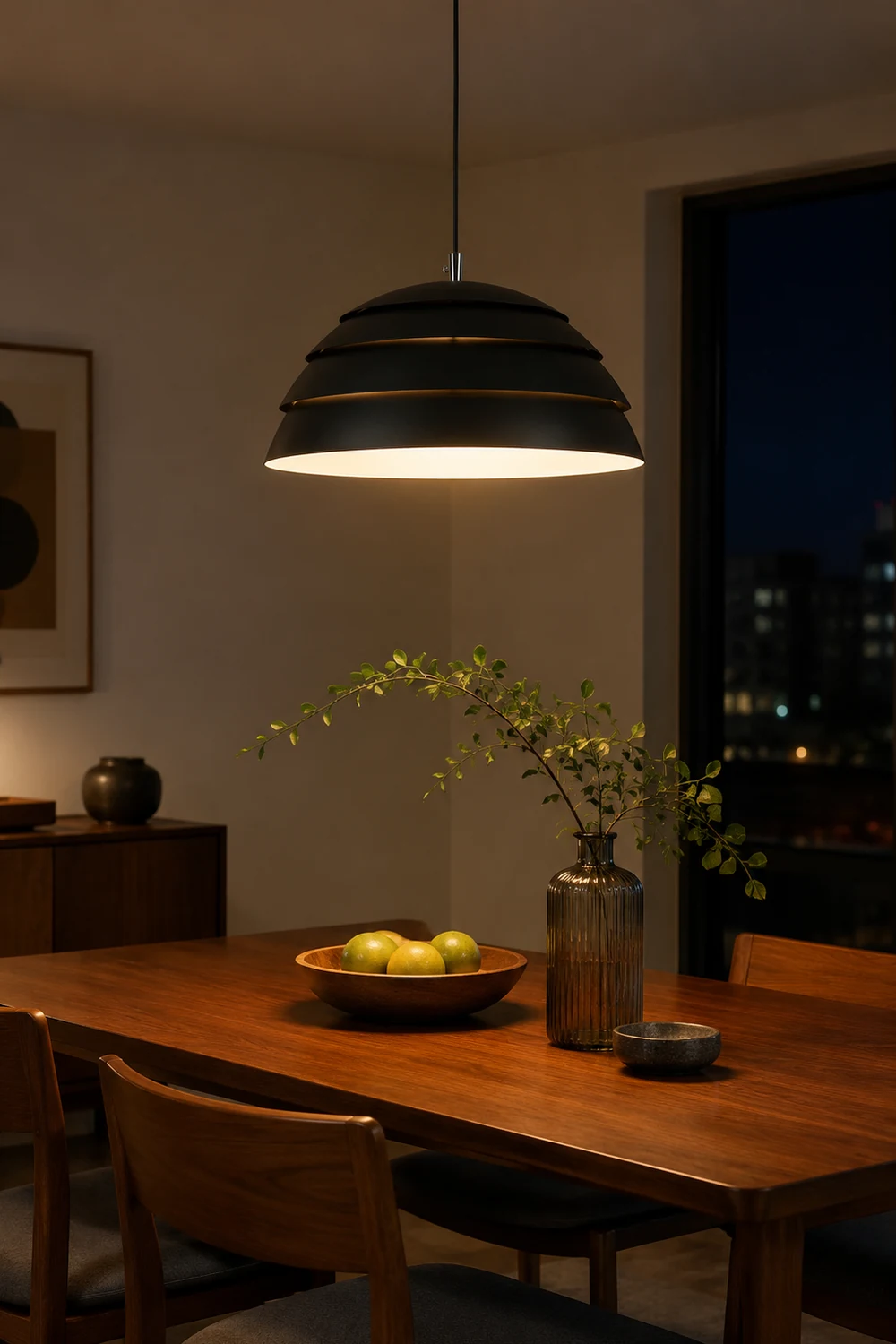 Nazifa Design Semi-Globe Metal Pendant Light, Black/White - Lumpaz