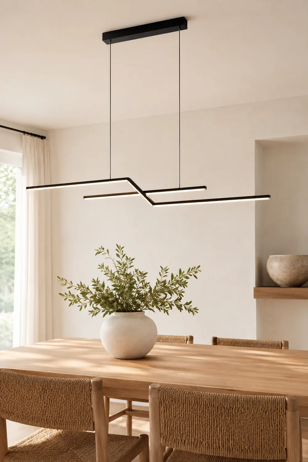 Parallel Fold Linear Pendant Light, Black/Gold, Living Room - Lumpaz