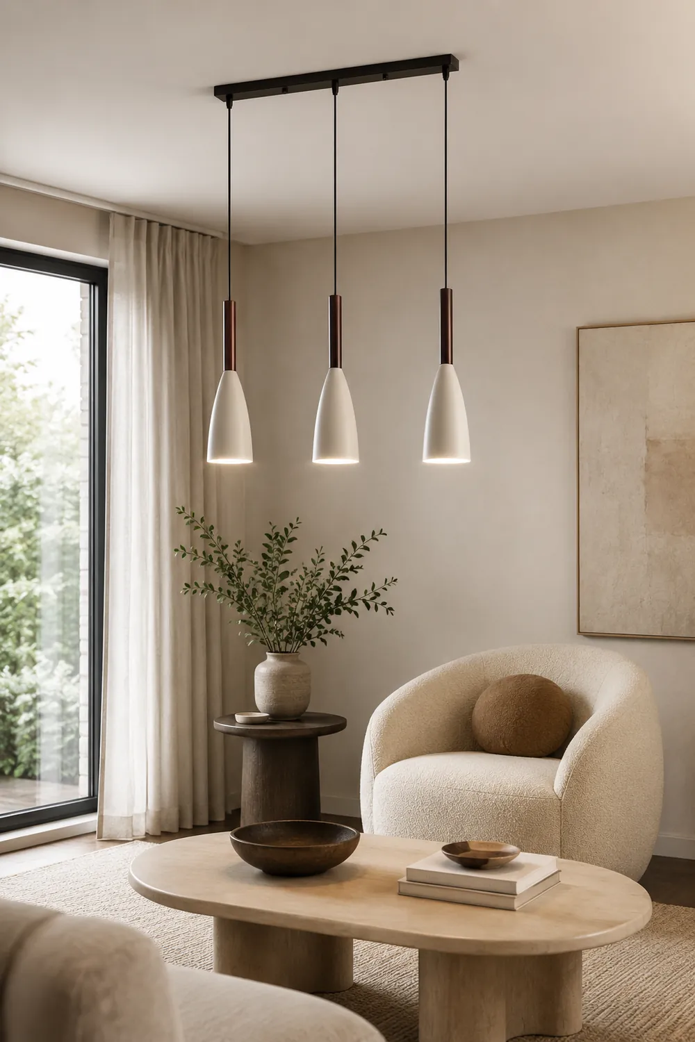 Morandi Kitchen Island Pendant Light Cluster, Wood/Metal - Lumpaz
