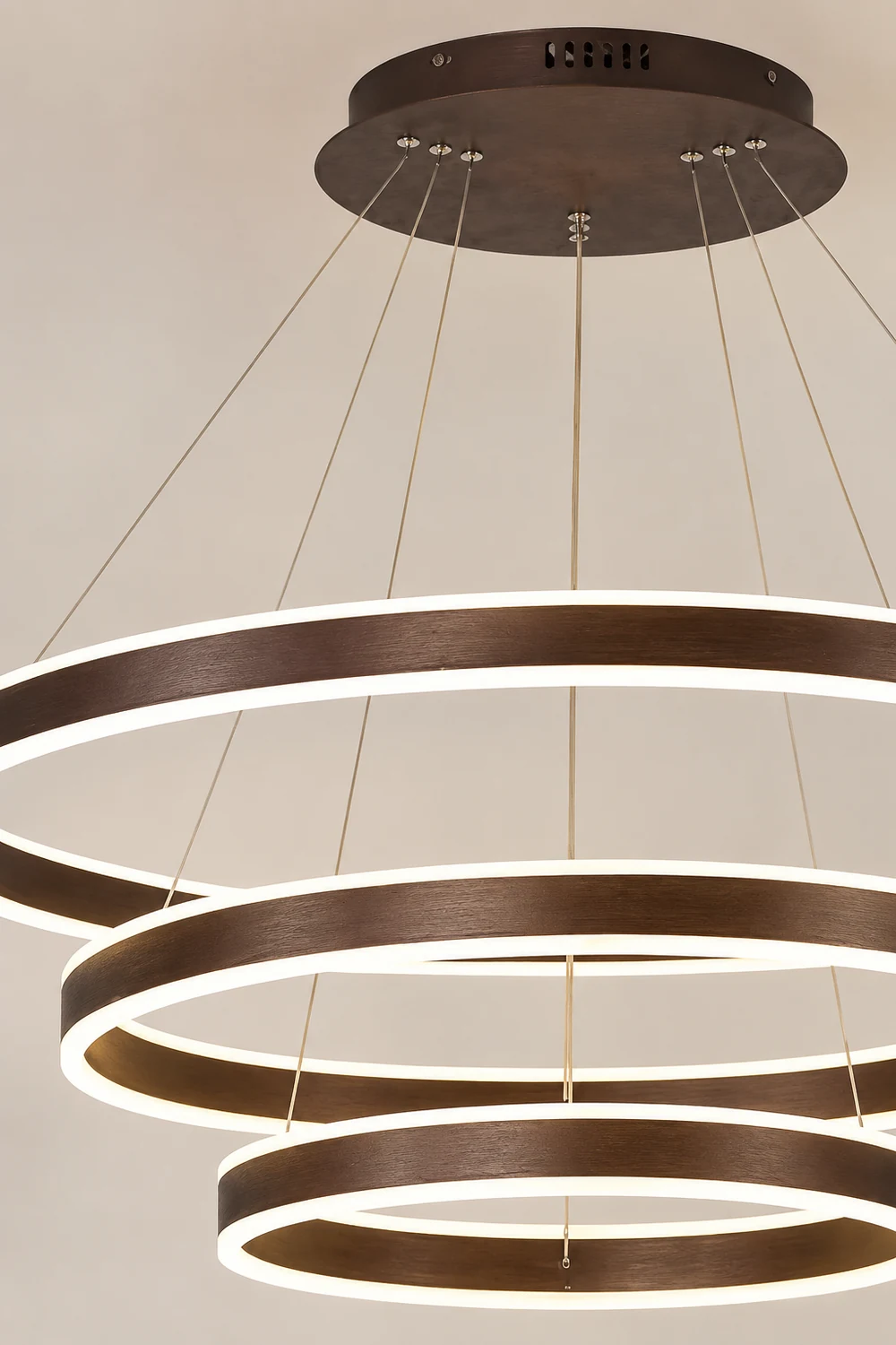 Arisha Moderne Minimaliste Coffee LED Pendant Light, 3 Ring - Lumpaz