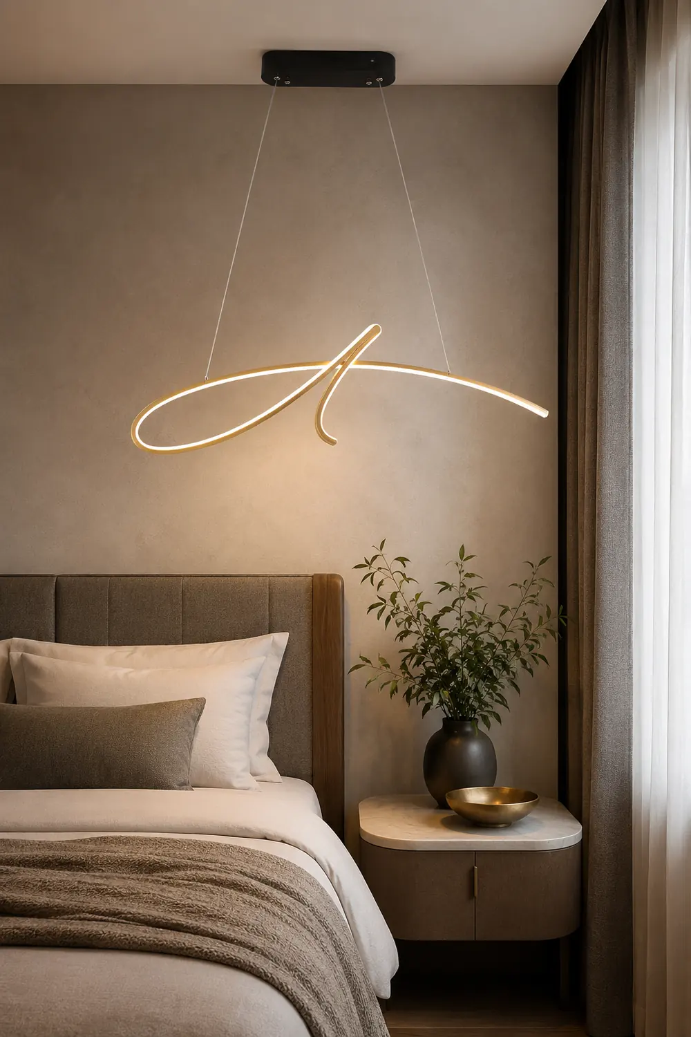 Pendant Light Irregular-curved Modern, Metal, Black/Gold, Restaurant - Lumpaz