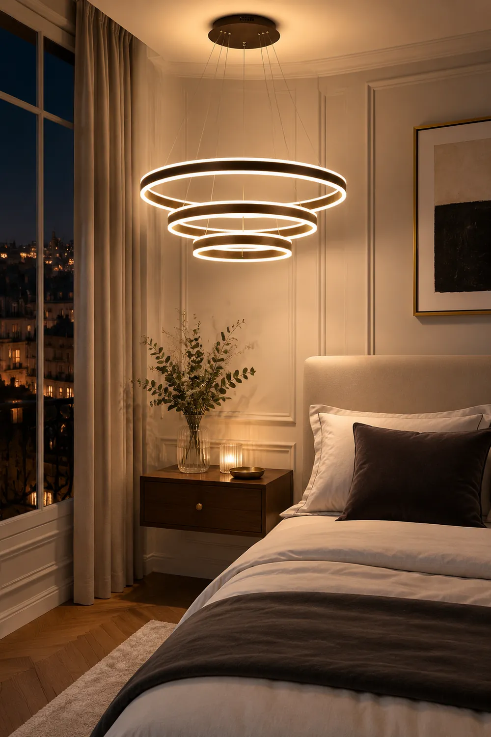 Arisha Moderne Minimaliste Coffee LED Pendant Light, 3 Ring - Lumpaz