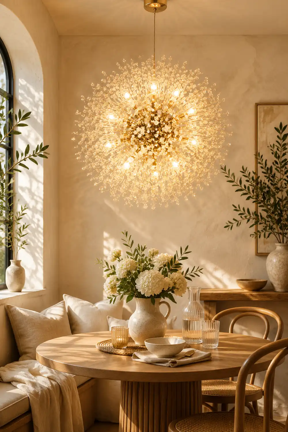Lili Elegant Dandelion Metal/Acrylic Pendant Light, Gold/Chorme - Lumpaz