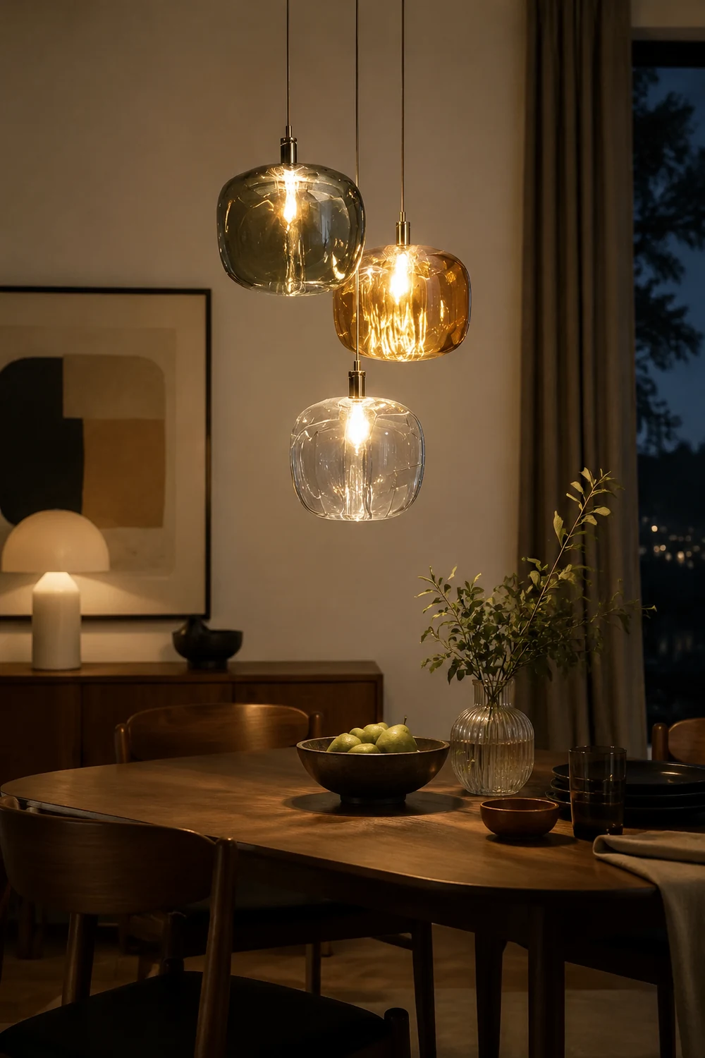 Hailie Modern Bubble Glass LED Pendant Light, Amber/Clear/Gray - Lumpaz