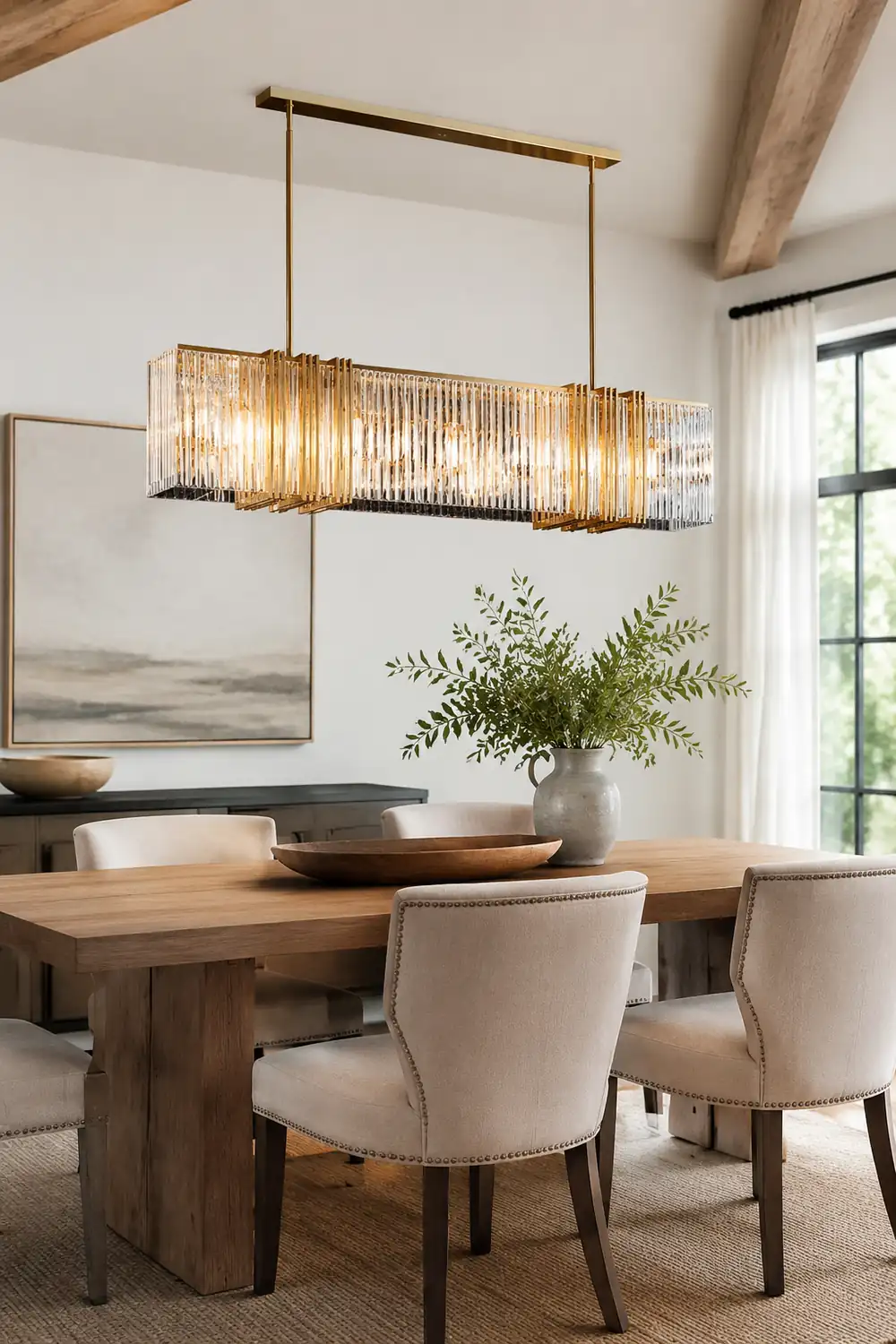 Kajetan Metal Chandelier Pendant Light, Luxury Rectangular Gold Living Room - Lumpaz