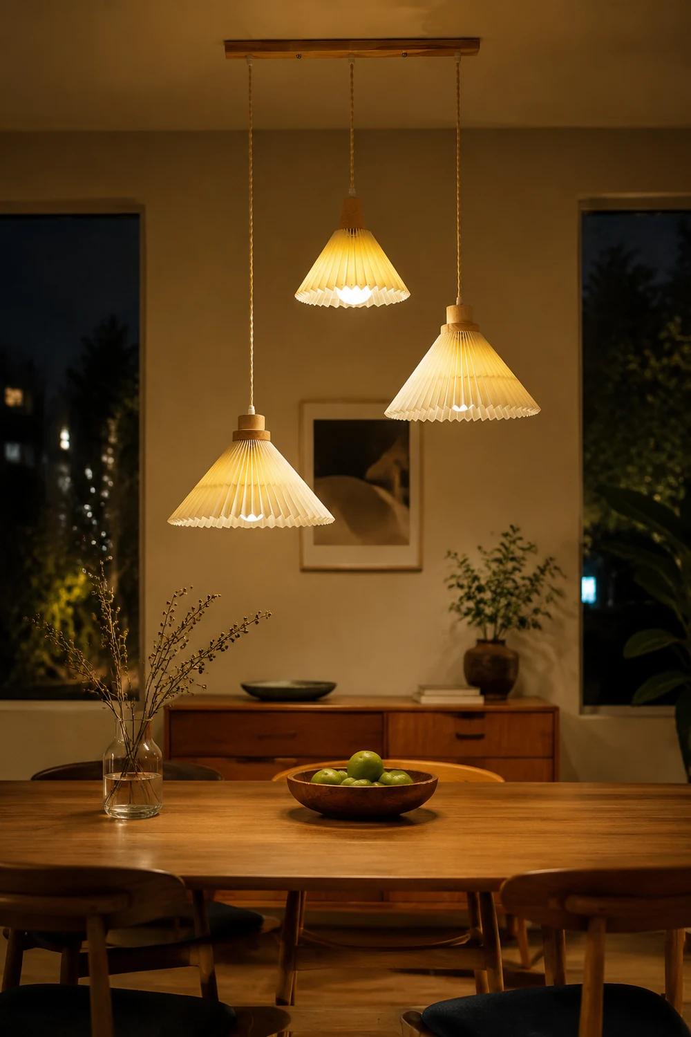Pleated Wooden Pendant Light - Lumpaz