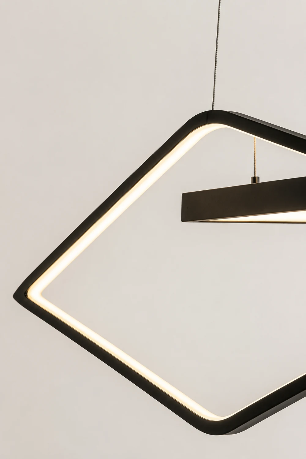 Bouvet Minimalist Geometric Metal Pendant Light, Black/Gold - Lumpaz