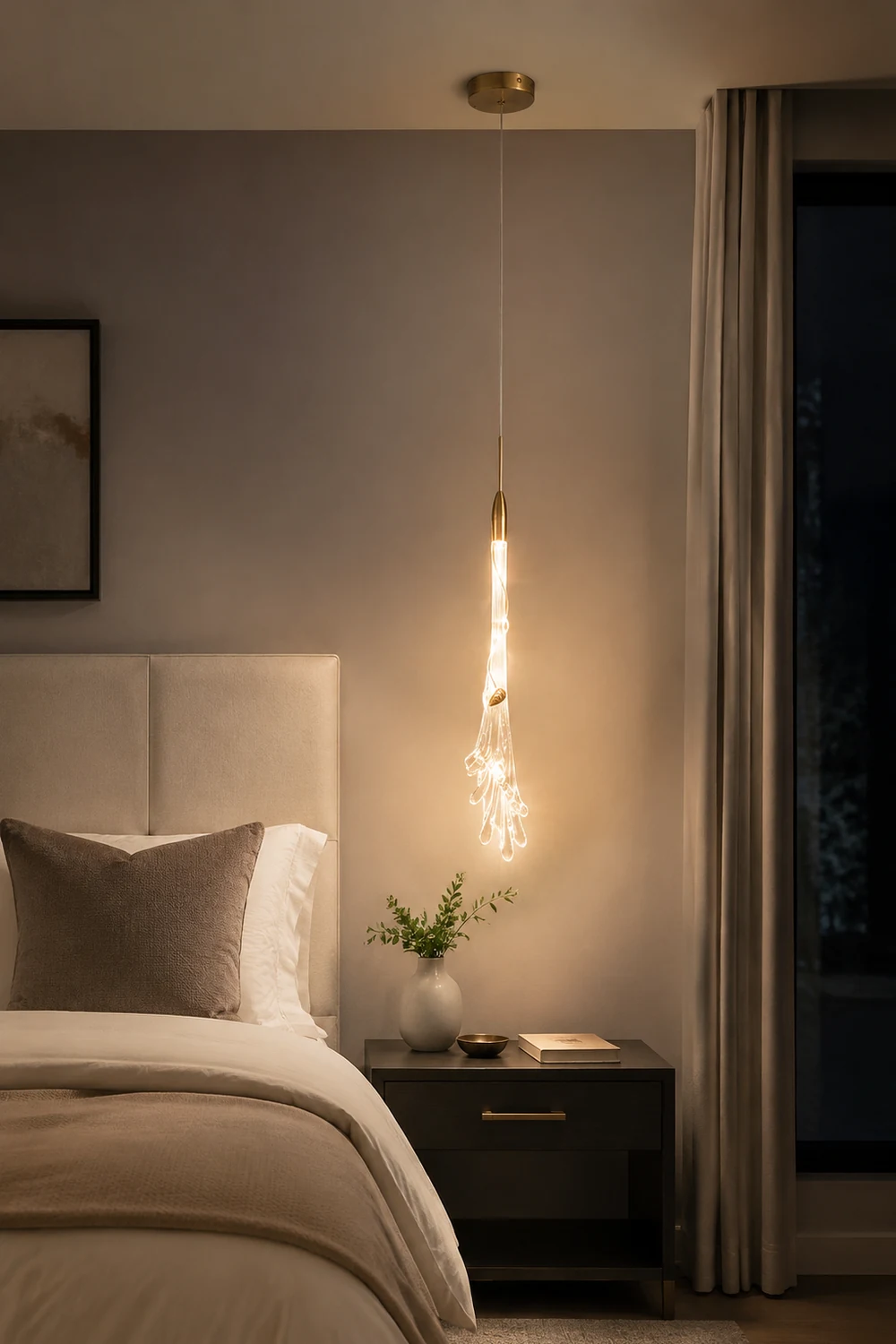 Sanna Elegant Flower Metal/Glass Pendant Light, Bedroom - Lumpaz