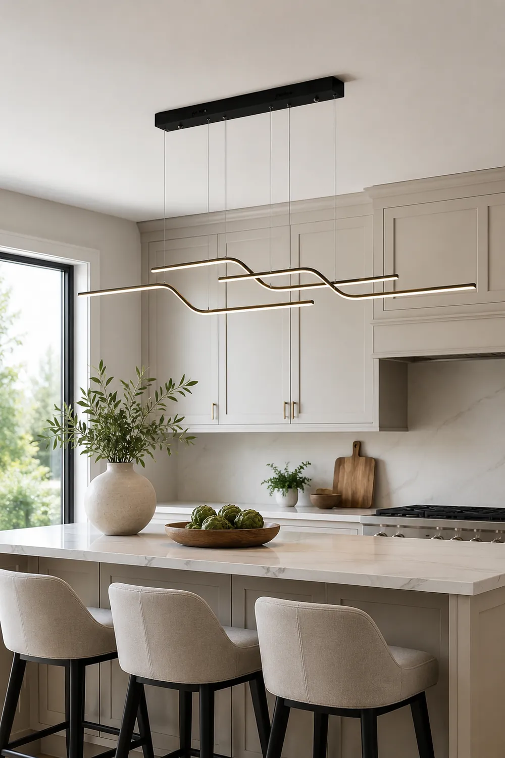 Minimalist Geometric Metal 3 Light Pendant Light, Dining Room - Lumpaz