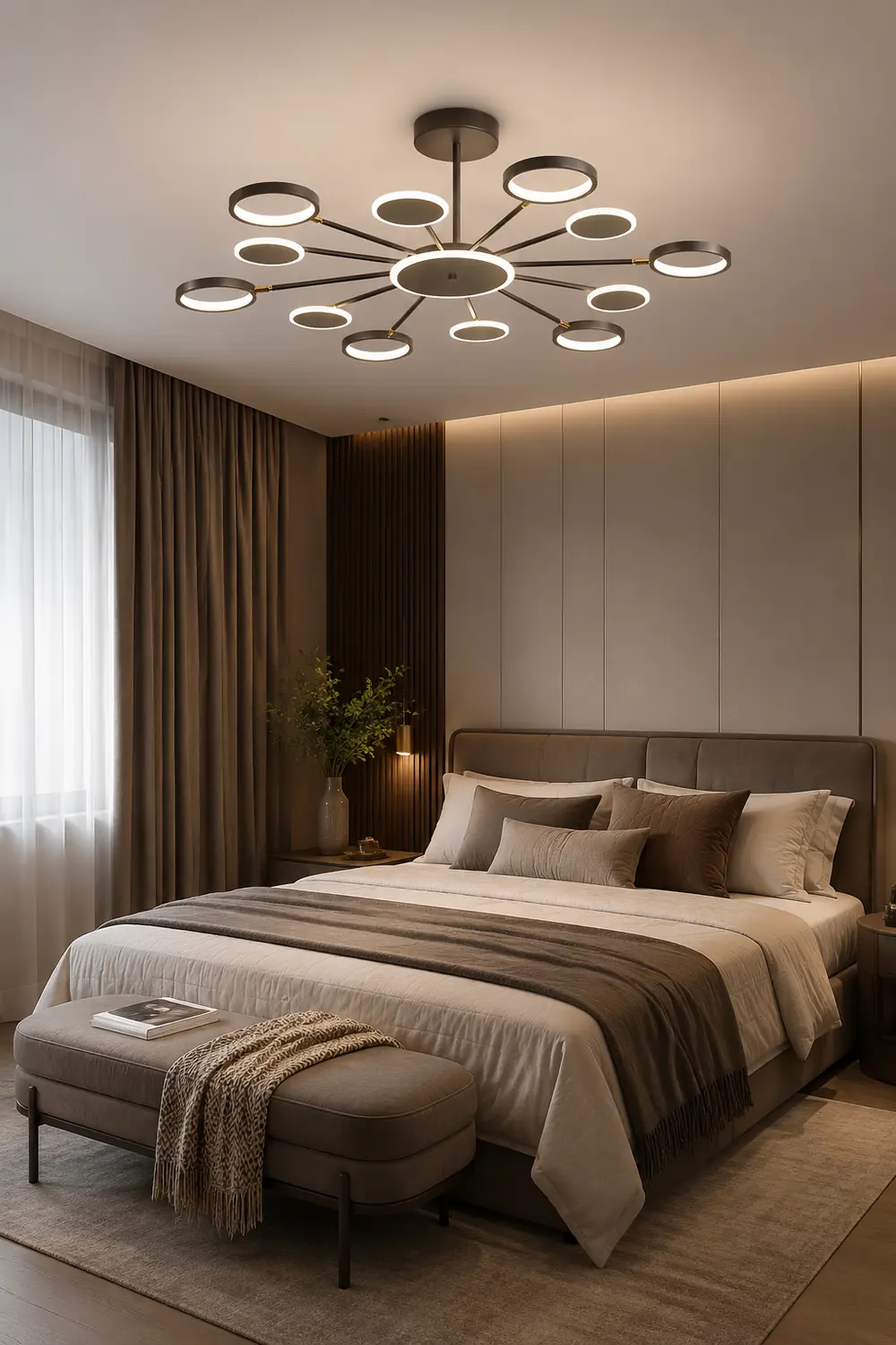 Sumait Modern Led Chandelier, Geometric, Black, Metal/Acrylic - Lumpaz
