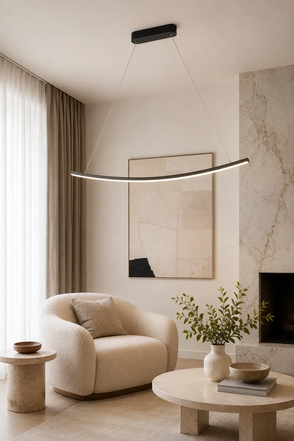Minimalist Linear Metal Pendant Light - Lumpaz