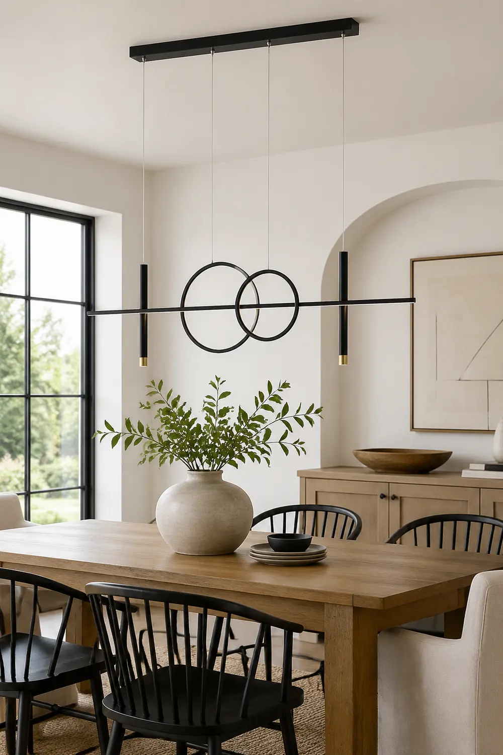 Madina Scandinavian Metal Pendant Light, Black/Gold - Lumpaz