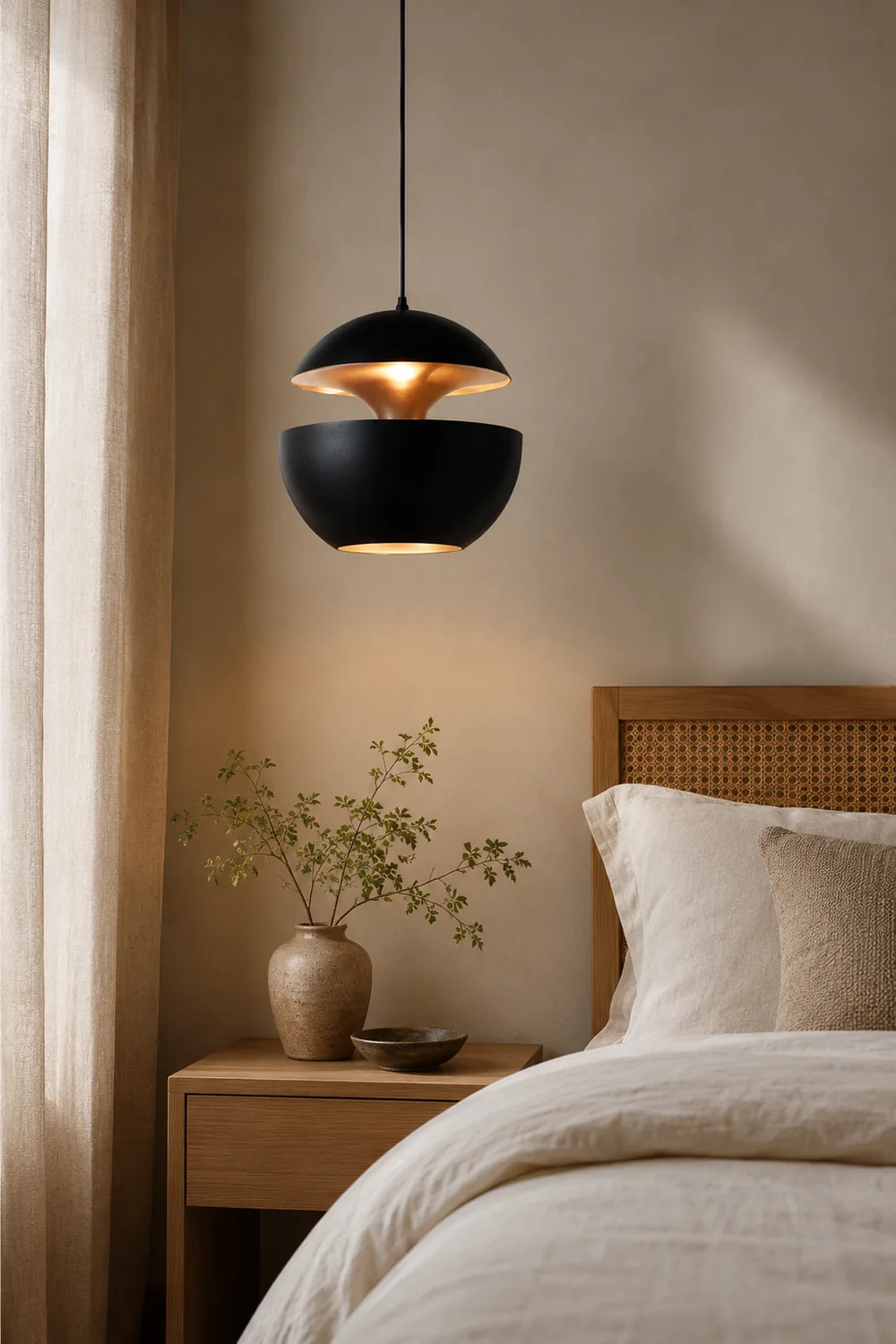 Nazifa Metal Modern Pendant Light, Black / White - Lumpaz