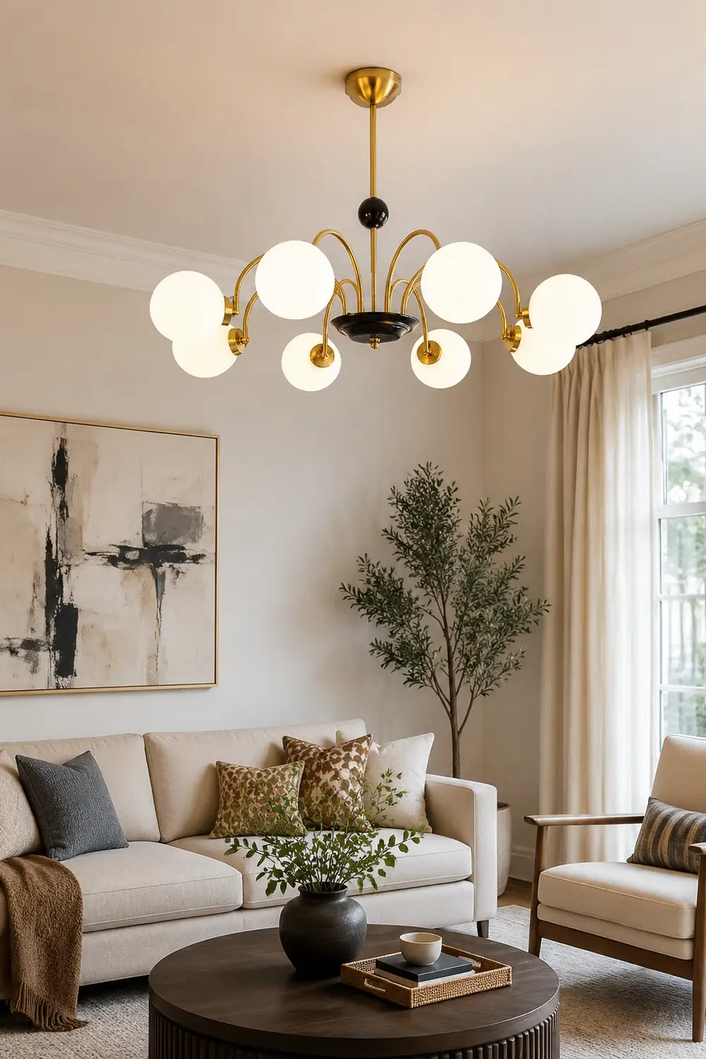 Modern Globe Glass Art Deco Chandelier, Living Room - Lumpaz