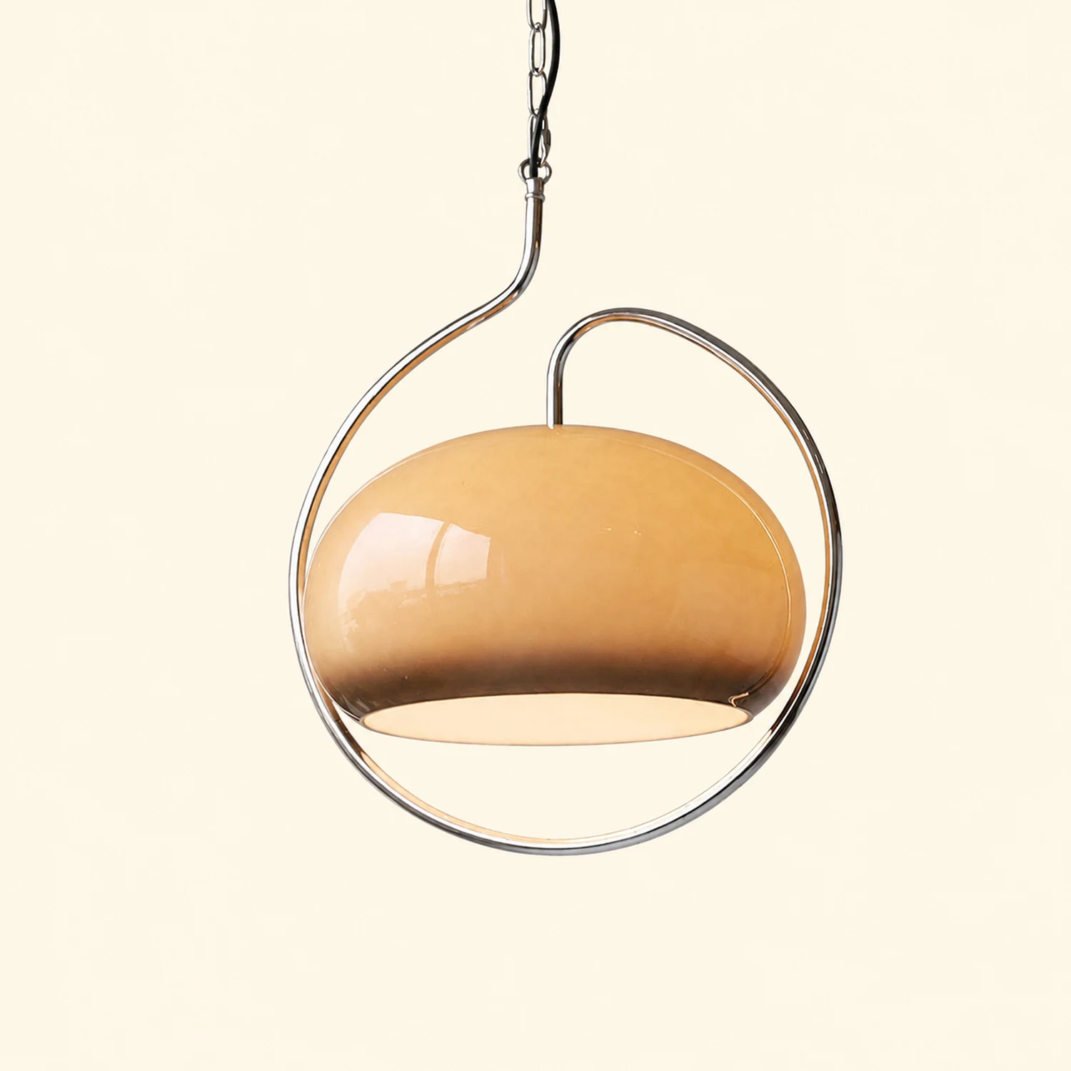 Hailie Retro Glass Pendant Light, Brown/White - Lumpaz