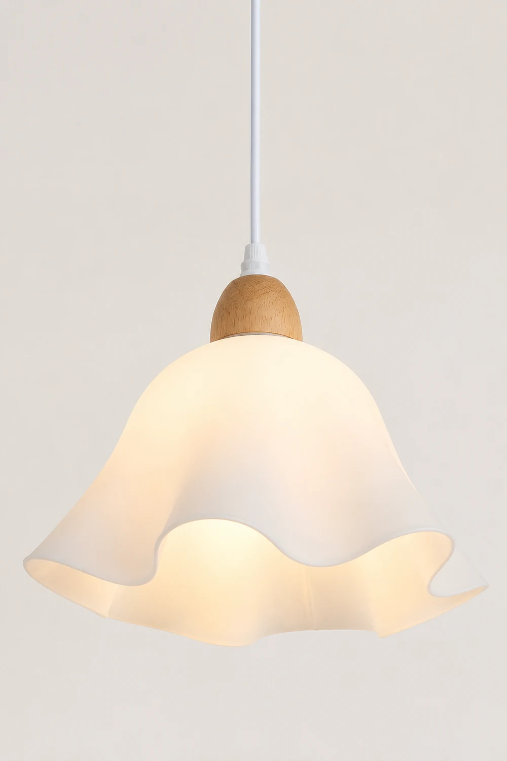 Ozawa Minimalist Flower Acrylic/Wood Pendant Light, White - Lumpaz
