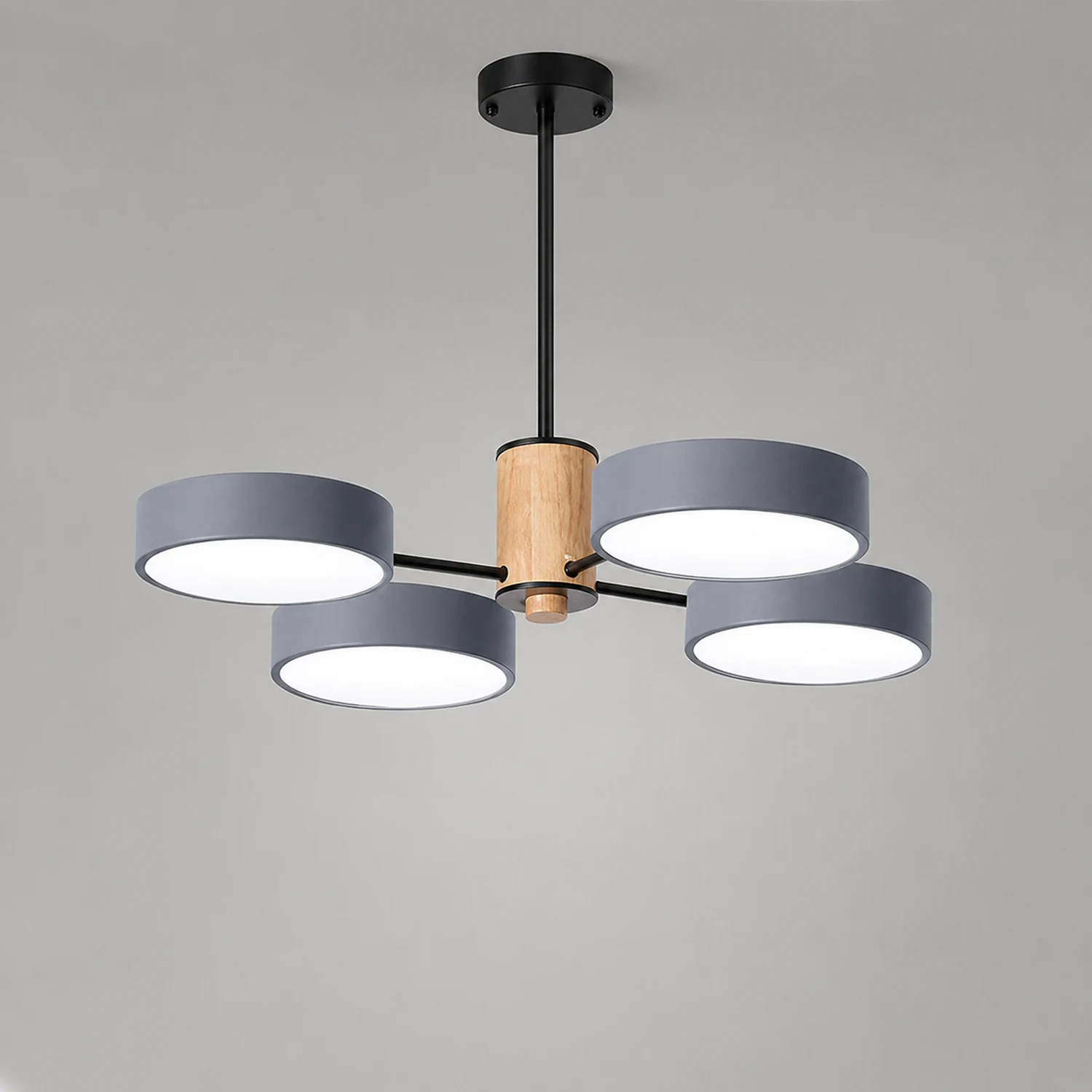Sienna Art Deco Pendant Light, White/Green/Gray, Metal/Wood - Lumpaz