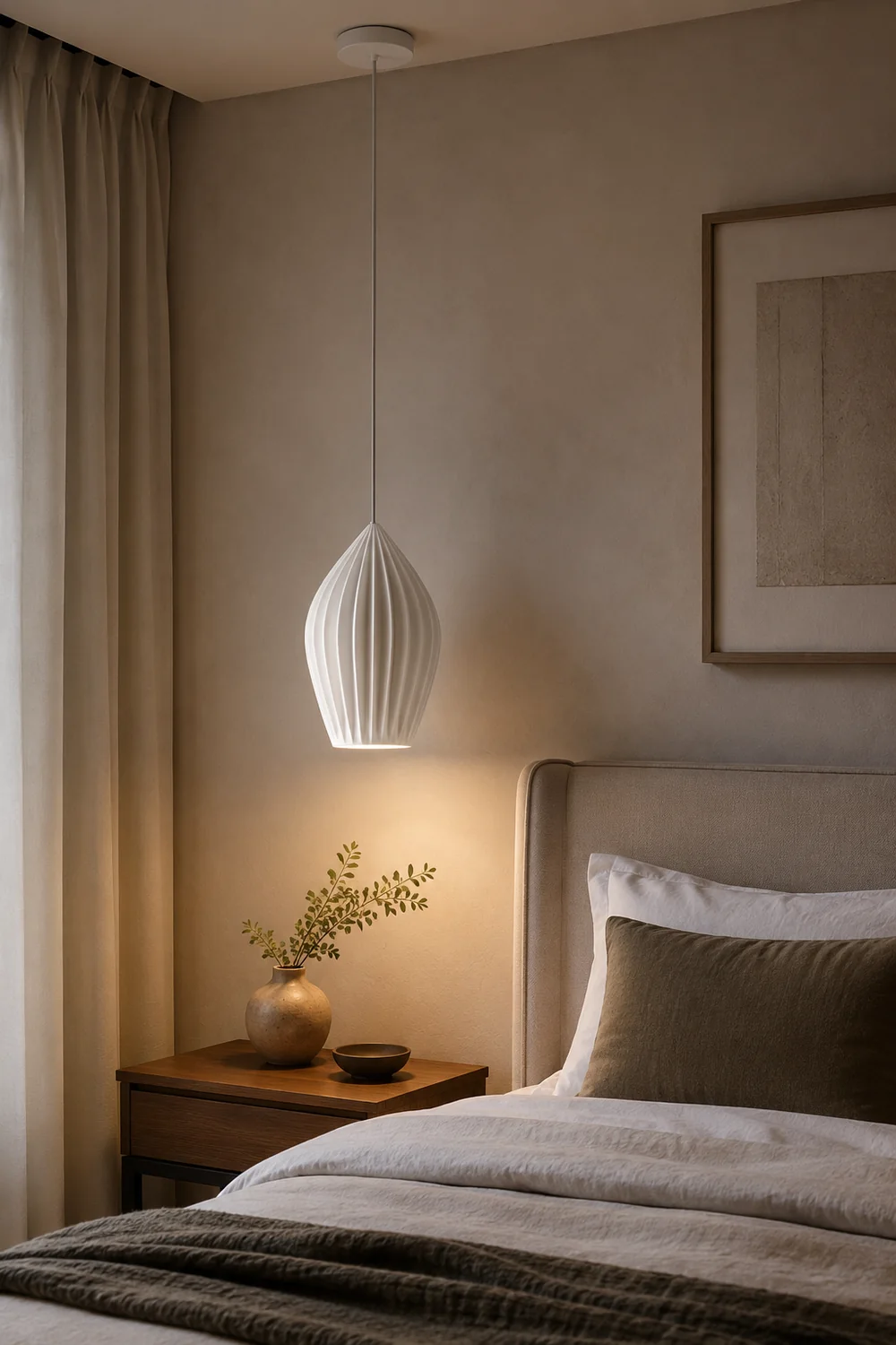 Ceramic Ribbed Pendant light - Lumpaz