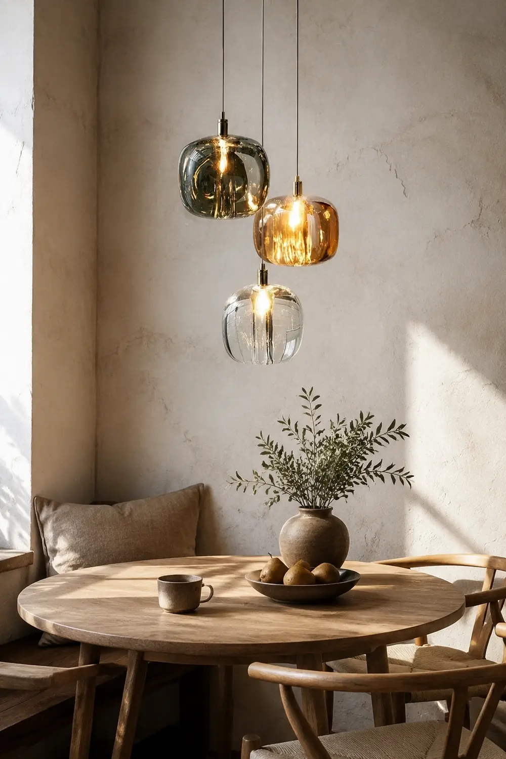 Hailie Modern Bubble Glass LED Pendant Light, Amber/Clear/Gray - Lumpaz