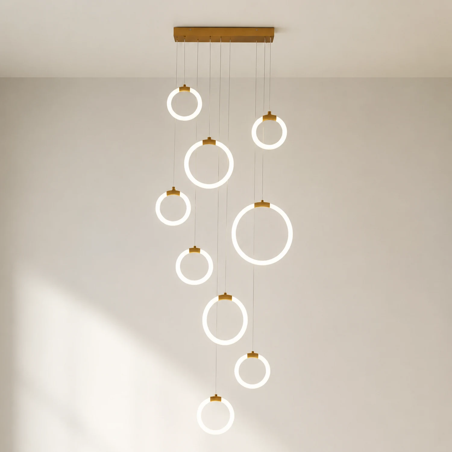 Jibril Minimalist Staircase Ring Metal Pendant Light - Lumpaz