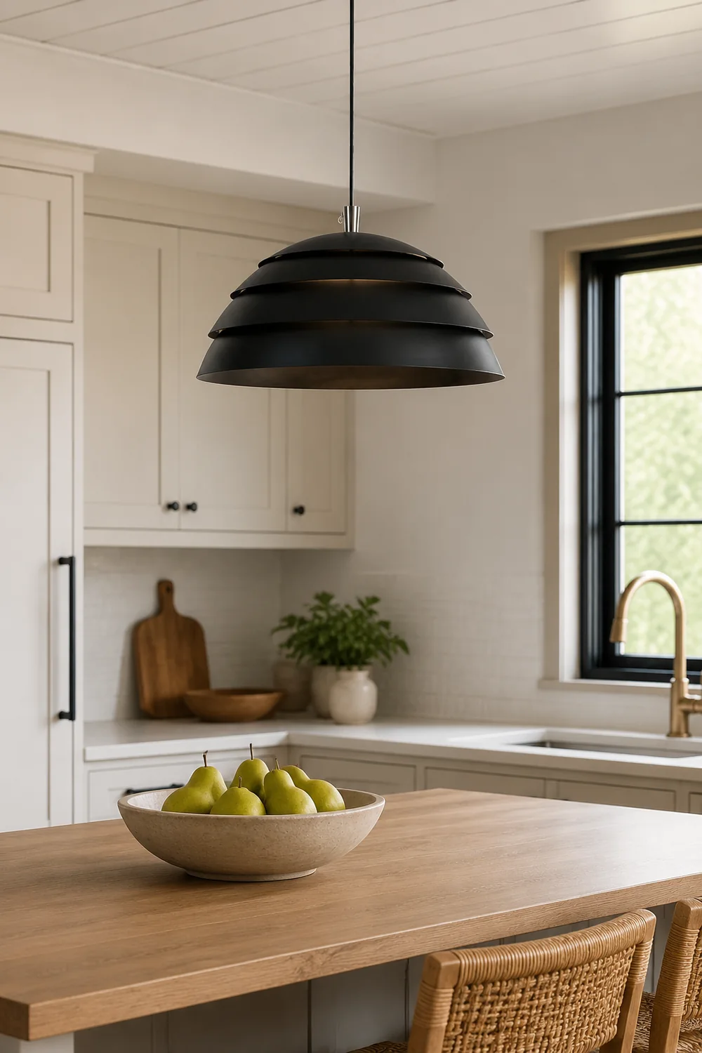 Nazifa Design Semi-Globe Metal Pendant Light, Black/White - Lumpaz