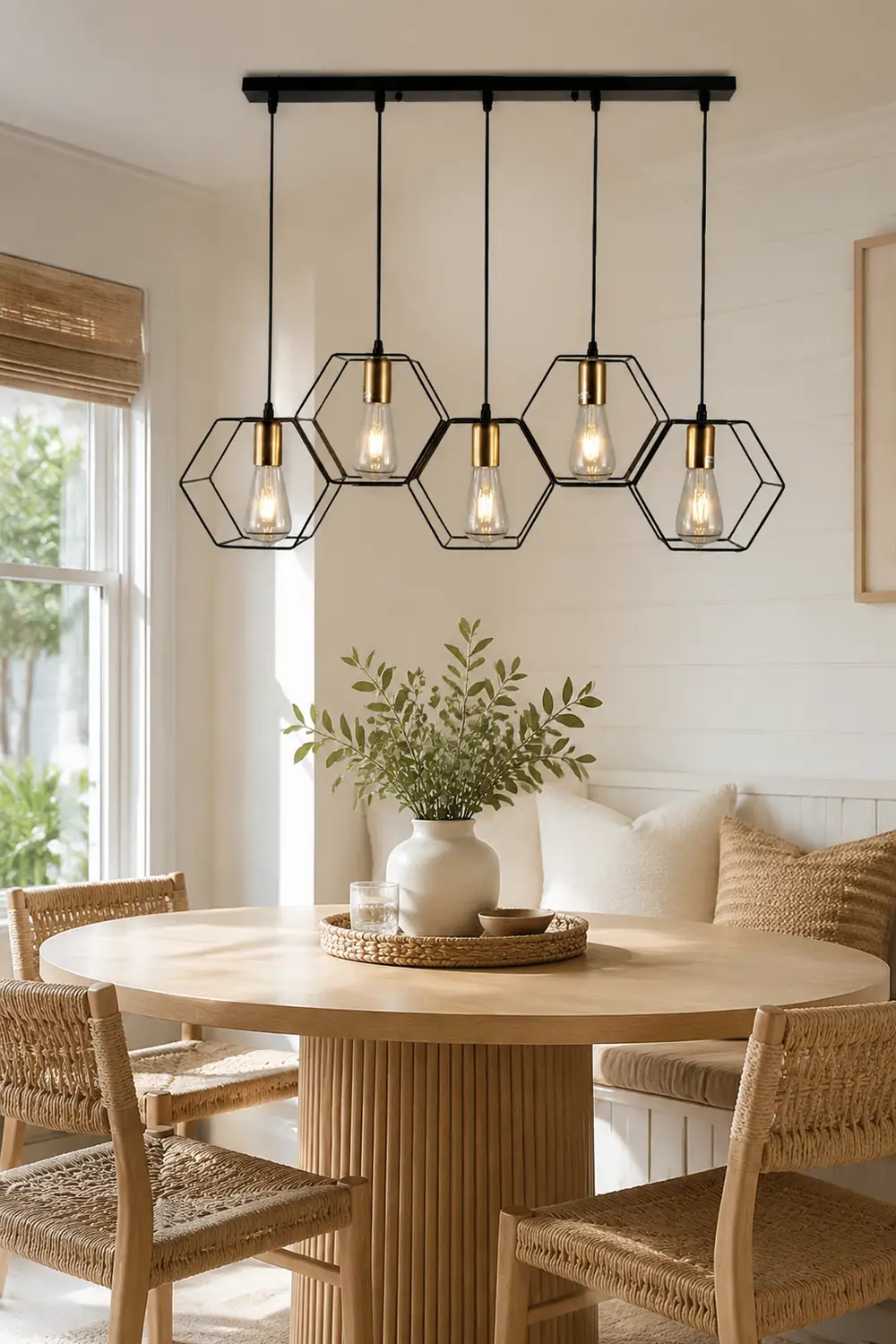 Bouvet Rustic Farmhouse 3/5 Light Pendant, Black - Lumpaz