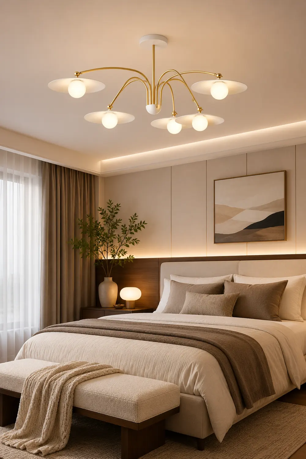 Cairns Minimalist Blown Metal Pendant Light, White/Gold - Lumpaz