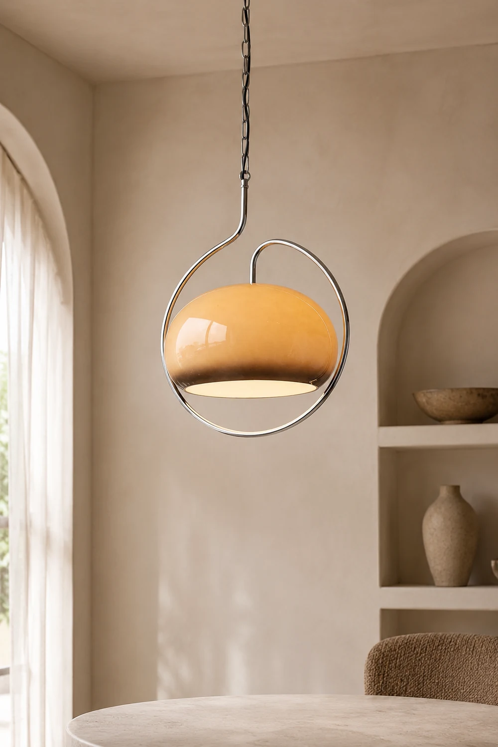 Hailie Retro Glass Pendant Light, Brown/White - Lumpaz