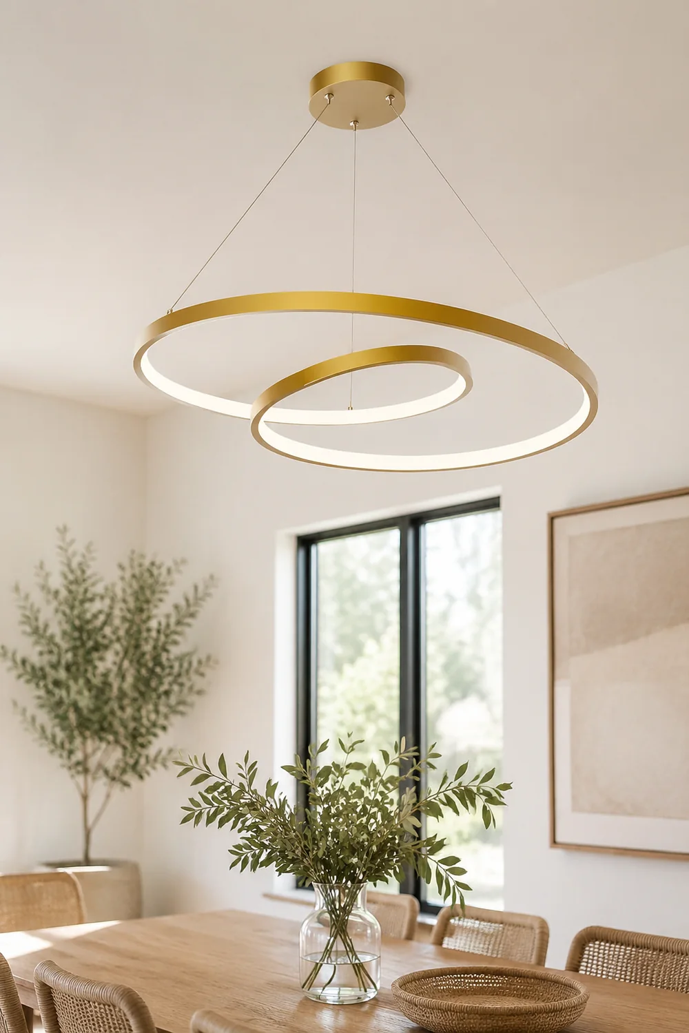 Arisha Pendant Light Curved Circle, Brass - Lumpaz