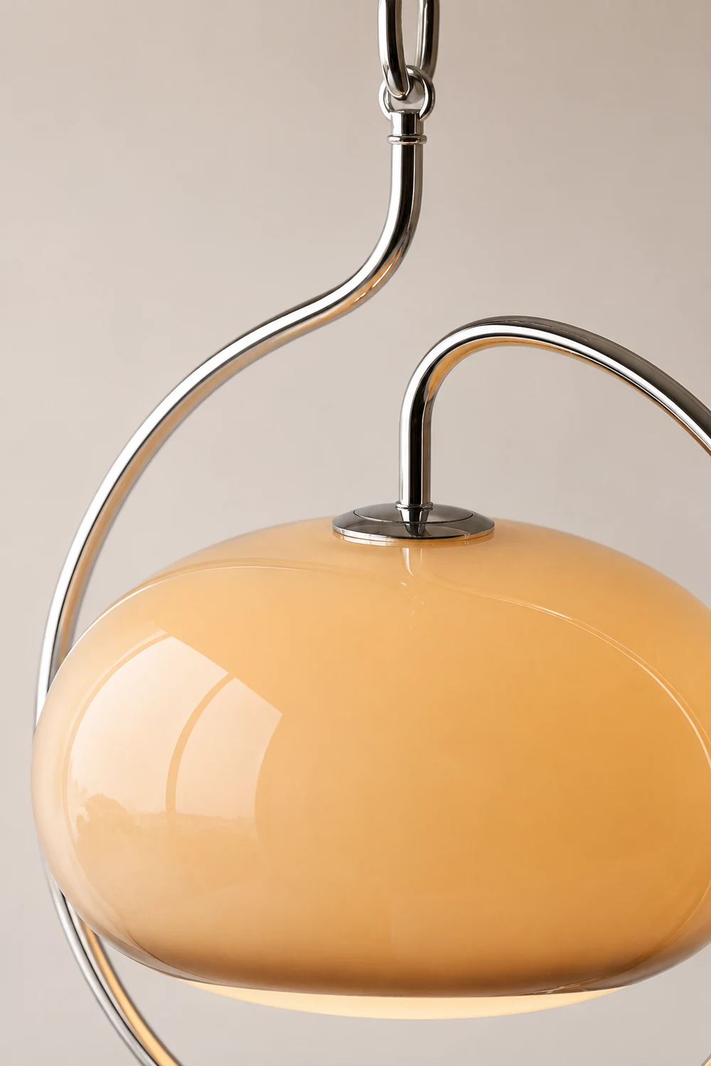 Hailie Retro Glass Pendant Light, Brown/White - Lumpaz