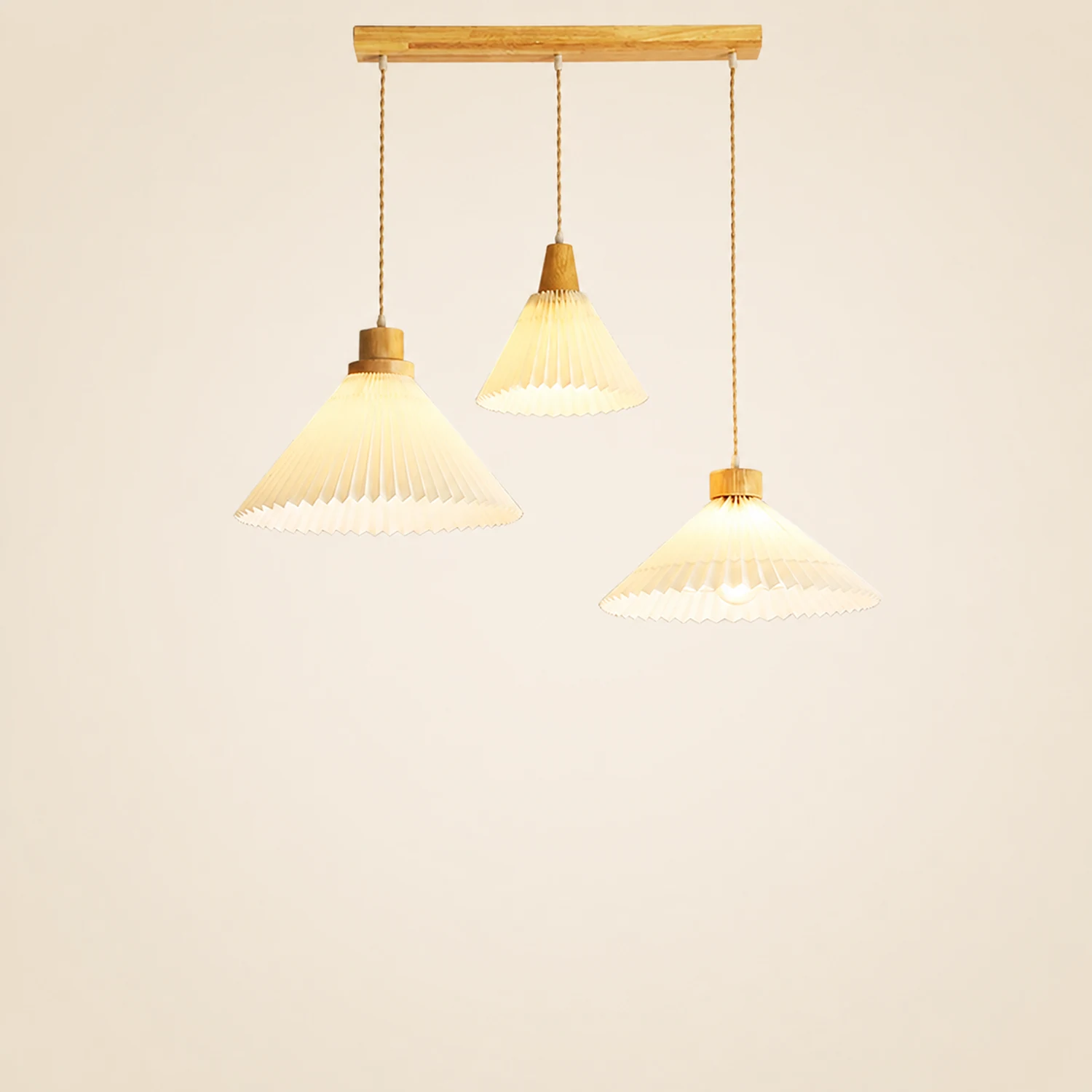 Ozawa Pendant Light Umbrella Shape Art, Wood, White, Bedroom - Lumpaz