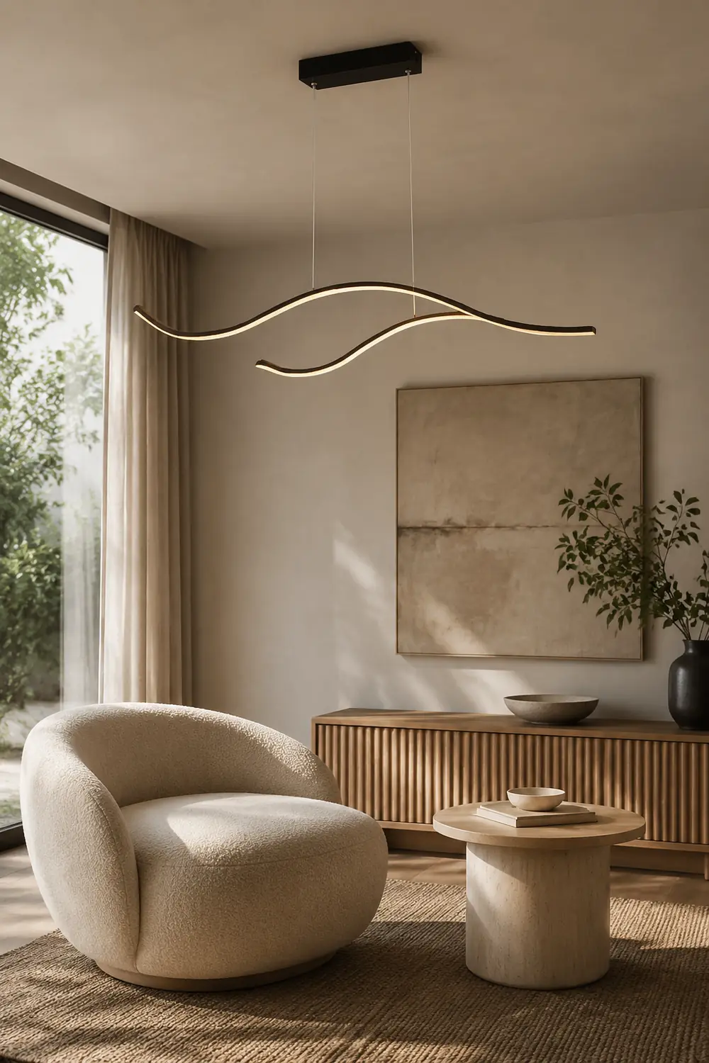 Curved Linear Pendant Light, Black/Gold - Lumpaz