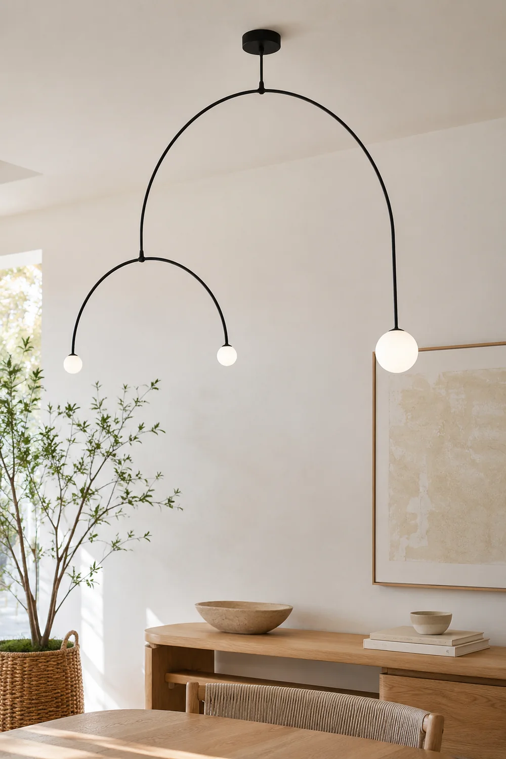 Avi Minimalist Linear Metal Pendant Light, Black - Lumpaz