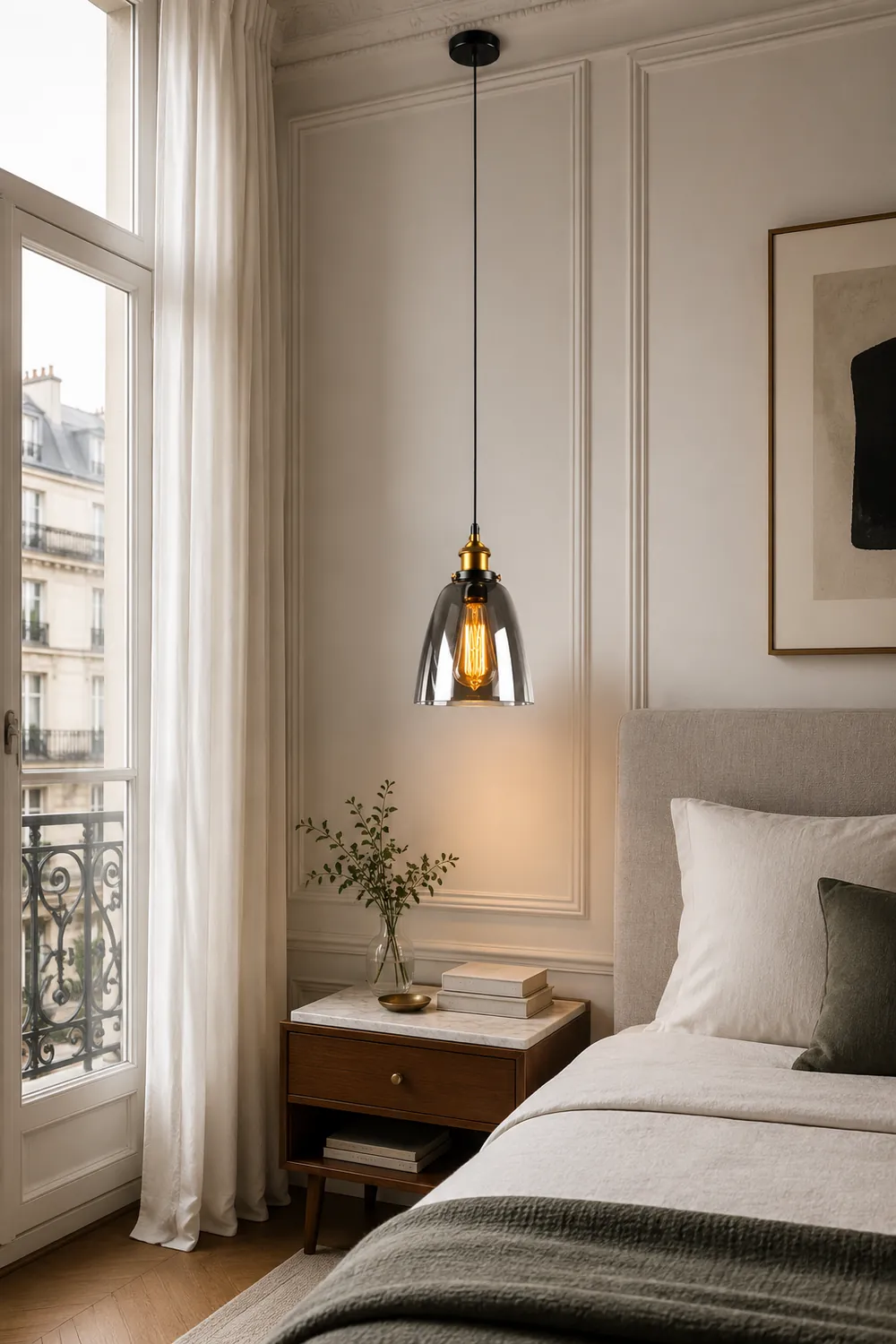 Levy Industrial Metal/Glass Pendant Light Clear/Amber/Smoke Gray Dining Room - Lumpaz